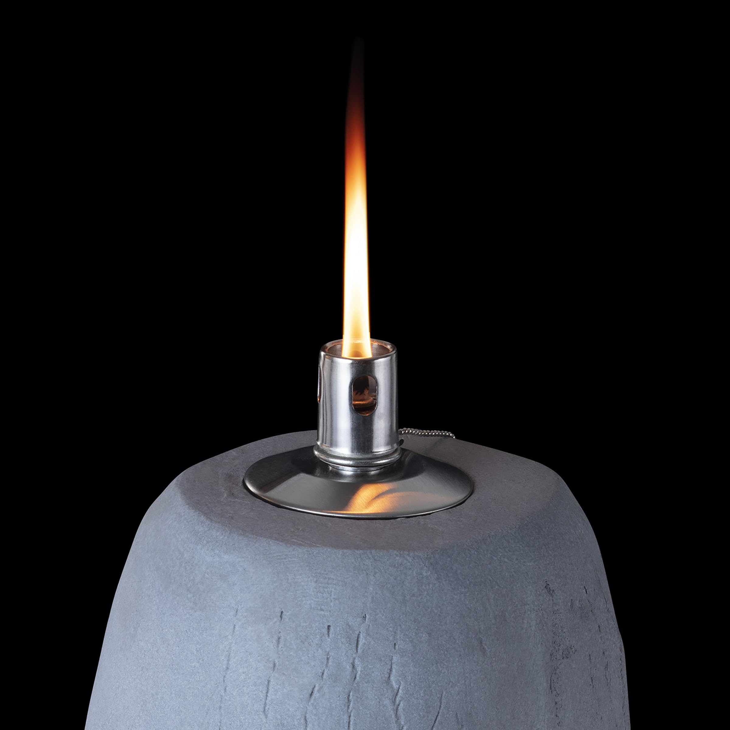Alpine Corporation DIG282 Gray Cement Moai Head Oil Torch Lamp - Outdoor Tiki Statue for Patio, Garden, and Poolside Decor