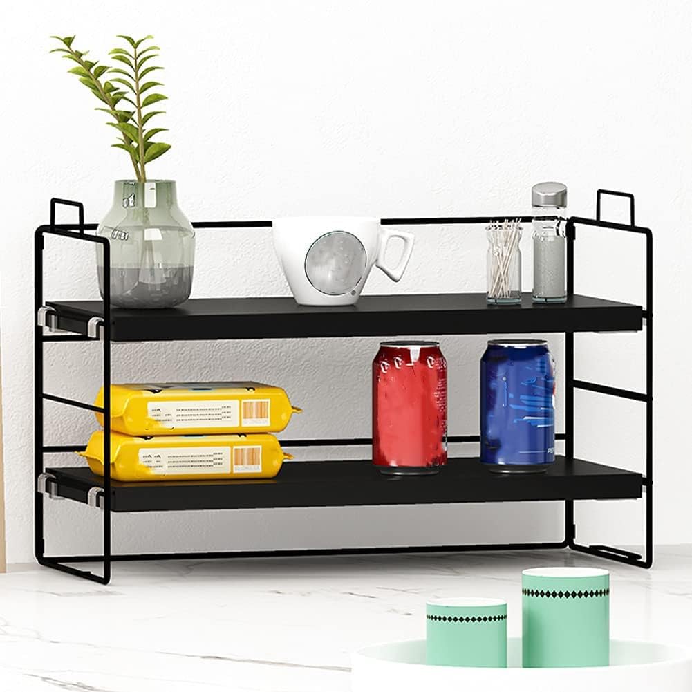 Adjustable Desktop Organizer Shelf - Black Office Storage Rack for Supplies, Books & Stationery | Perfect for Home Office, Study Desk & Workspace Organization