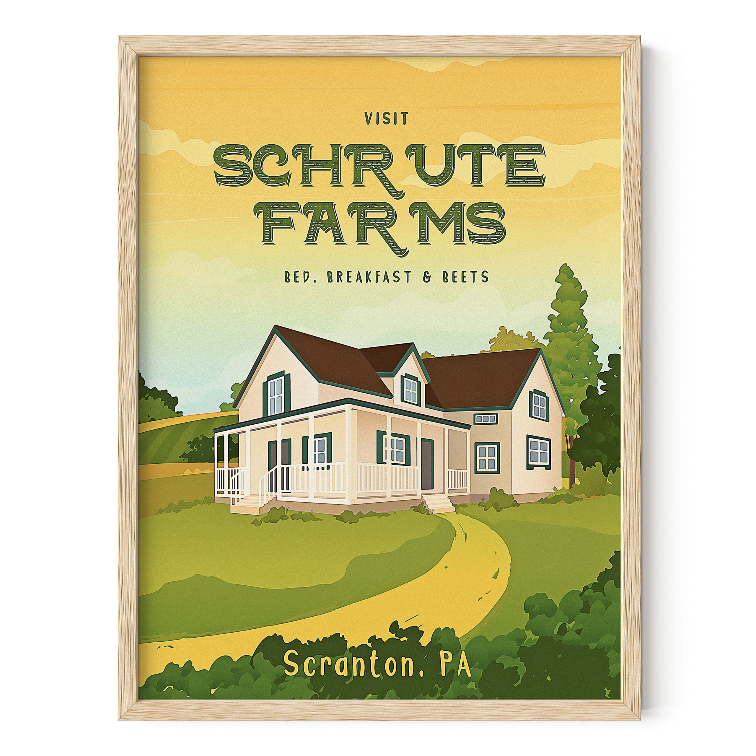 HAUS AND HUES Schrute Farms Dwight Schrute Office Poster - 12x16 Beige Framed Wall Art - Funny Office Decor for Home & Workplace - Perfect for The Office Fans, TV Show Memorabilia & Workspace Decoration