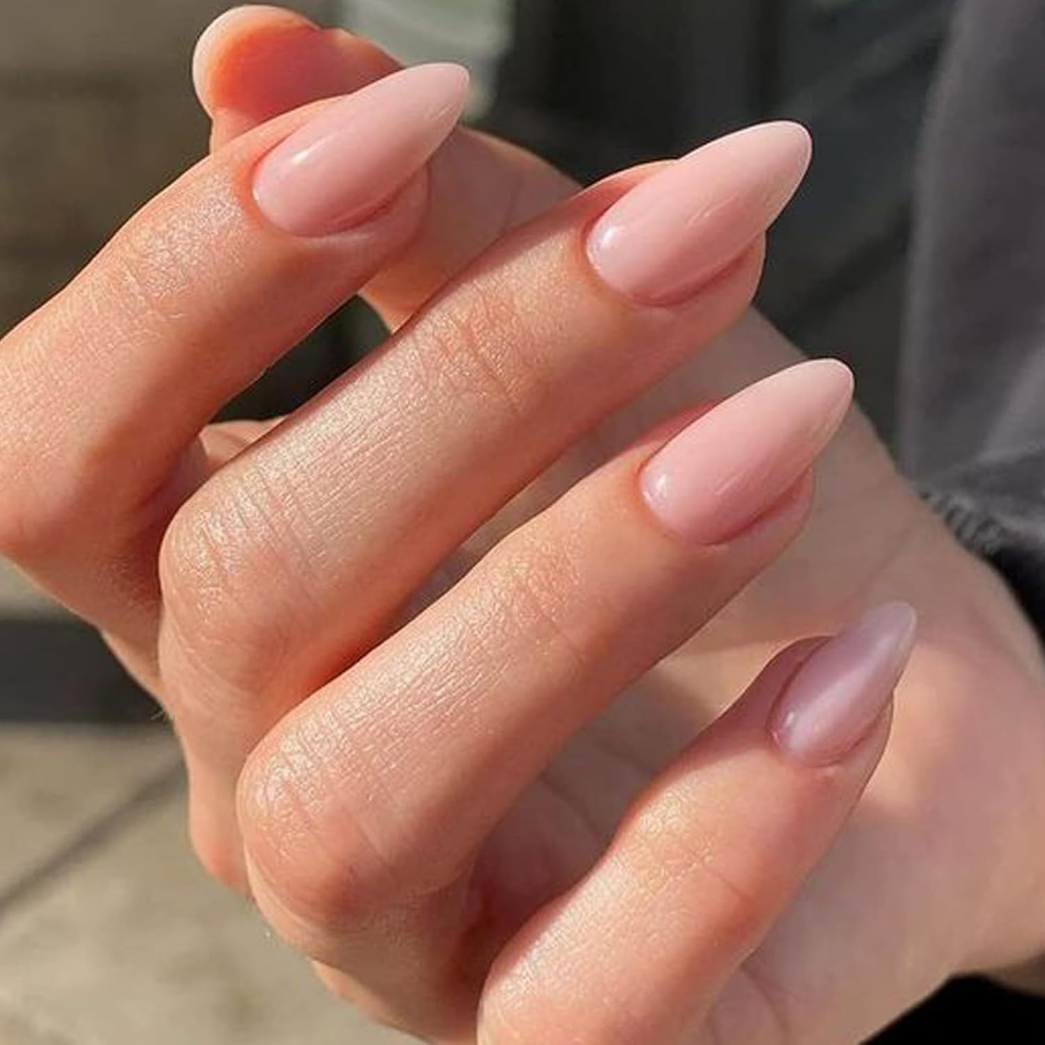 GLAMERMAID 24Pcs Short Almond Press on Nails - Spring Summer Nude Jelly Gel Fake Nails with Glossy UV Finish | Reusable Acrylic False Nails Manicure Kit for Women | Perfect for Parties, Weddings & Everyday Wear
