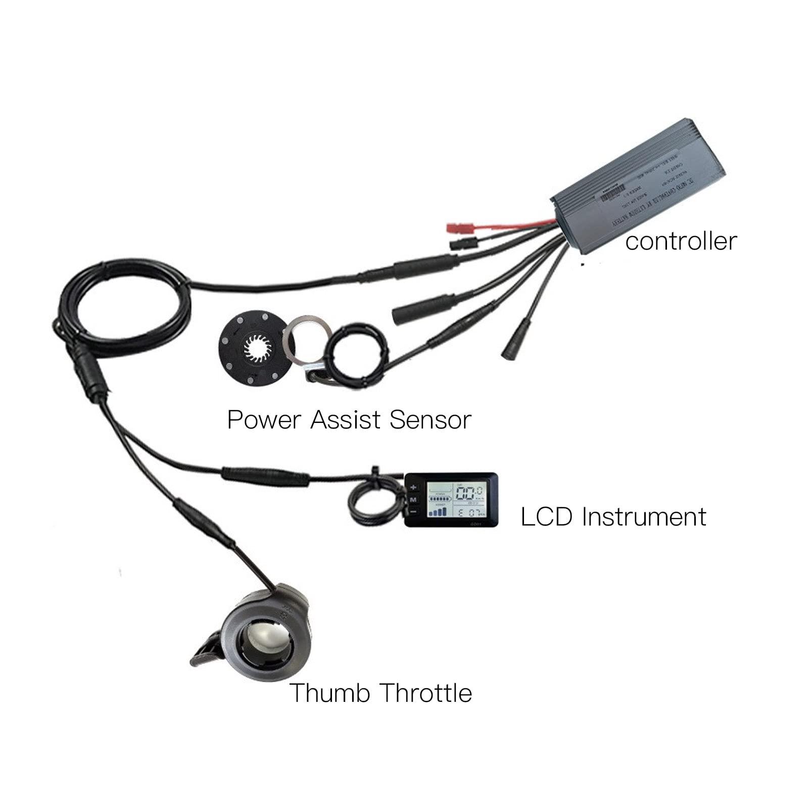 36V/48V 500W Waterproof Brushless Electric Motor Controller Kit with LCD Display - 8C Sensor Brake Lever & 130X Throttle - E-Bike Conversion Kit for Electric Bicycles, Scooters, and DIY Projects - Perfect for Commuting, Off-Roading, and Urban Transportation