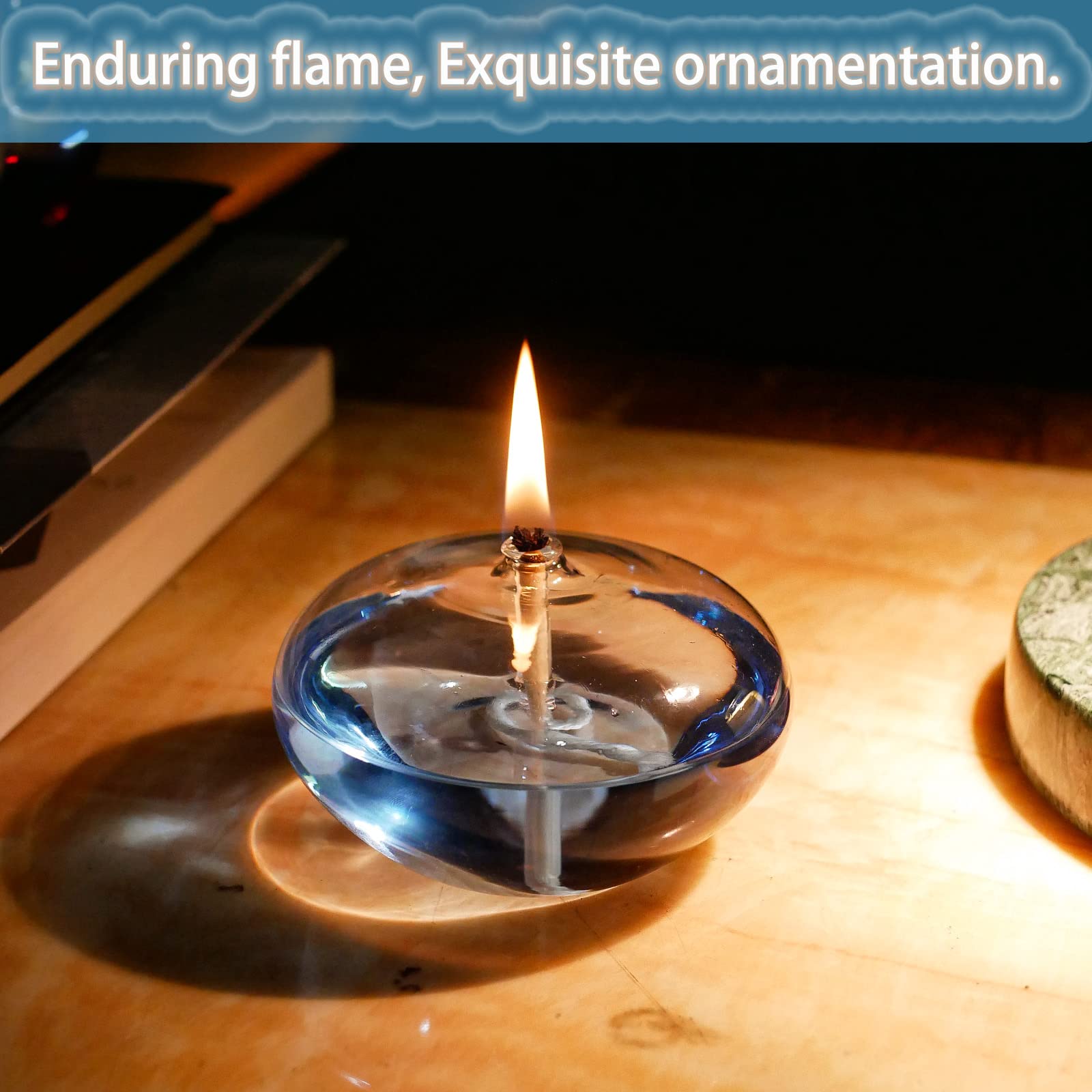 Refillable Liquid Petite Oil Lamp - Durable Borosilicate Glass Oil Candle (Oval) for Home Decor, Romantic Ambiance & Emergency Lighting