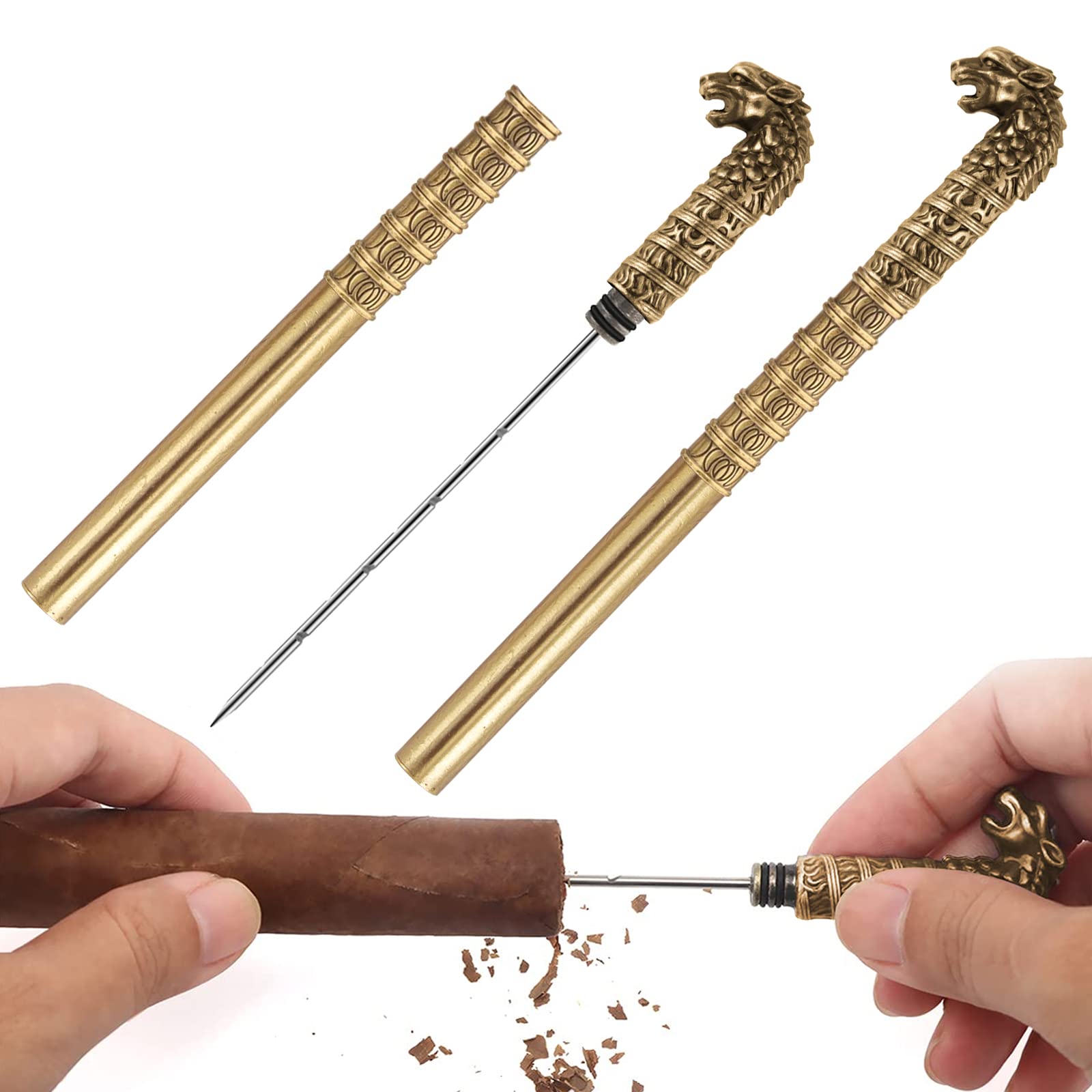 Premium Scotte V-Cut Guillotine Cigar Cutter with Precision Needle - Professional Cigar Draw Enhancer Tool & Sharp Cigar Accessories Set for Perfect Cut - Ideal for Cigar Lounges, Home Bars & Outdoor Smoking