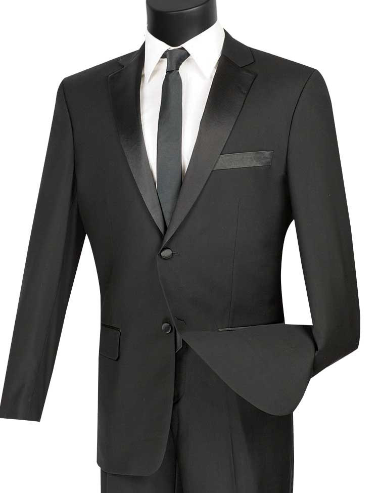 Black Slim Fit 2-Button Tuxedo Suit Set for Men | Formal Wedding & Evening Wear | Perfect for Prom, Gala & Special Occasions