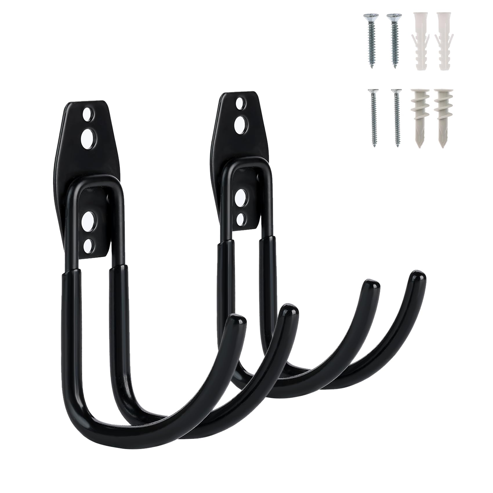 2-Pack Heavy Duty Garage Wall Hooks for Hanging - Durable J Hooks for Ladders, Bikes, Garden Tools & Garage Organization - Perfect for Garage Storage, Shed Organization & Workshop Hanging Solutions