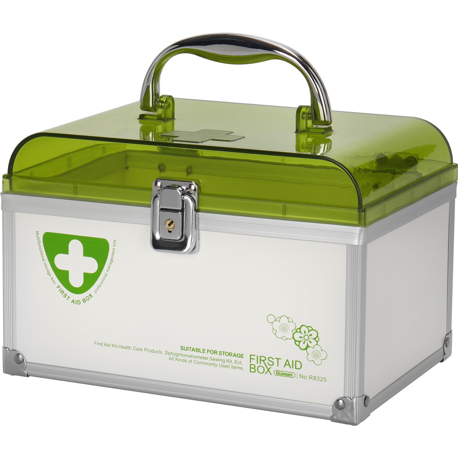 Childproof Medicine Lock Box with Key - 8.46 x 5.87 x 5.51 Inch Portable Safe Storage for Prescriptions, Vitamins & First Aid Supplies - Ideal for Home, Travel & Child Safety