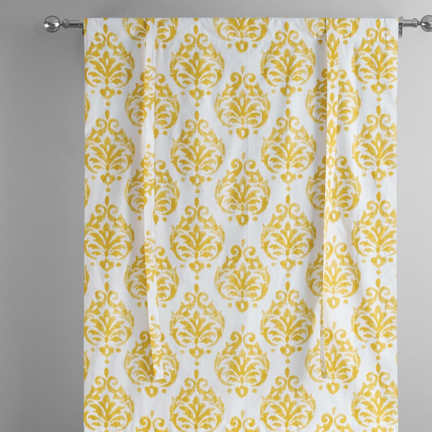 Premium Sandalwood Gold Damask Printed Blackout Tie-Up Window Shade - Elegant Room Darkening Curtain for Bedroom, Living Room & Nursery