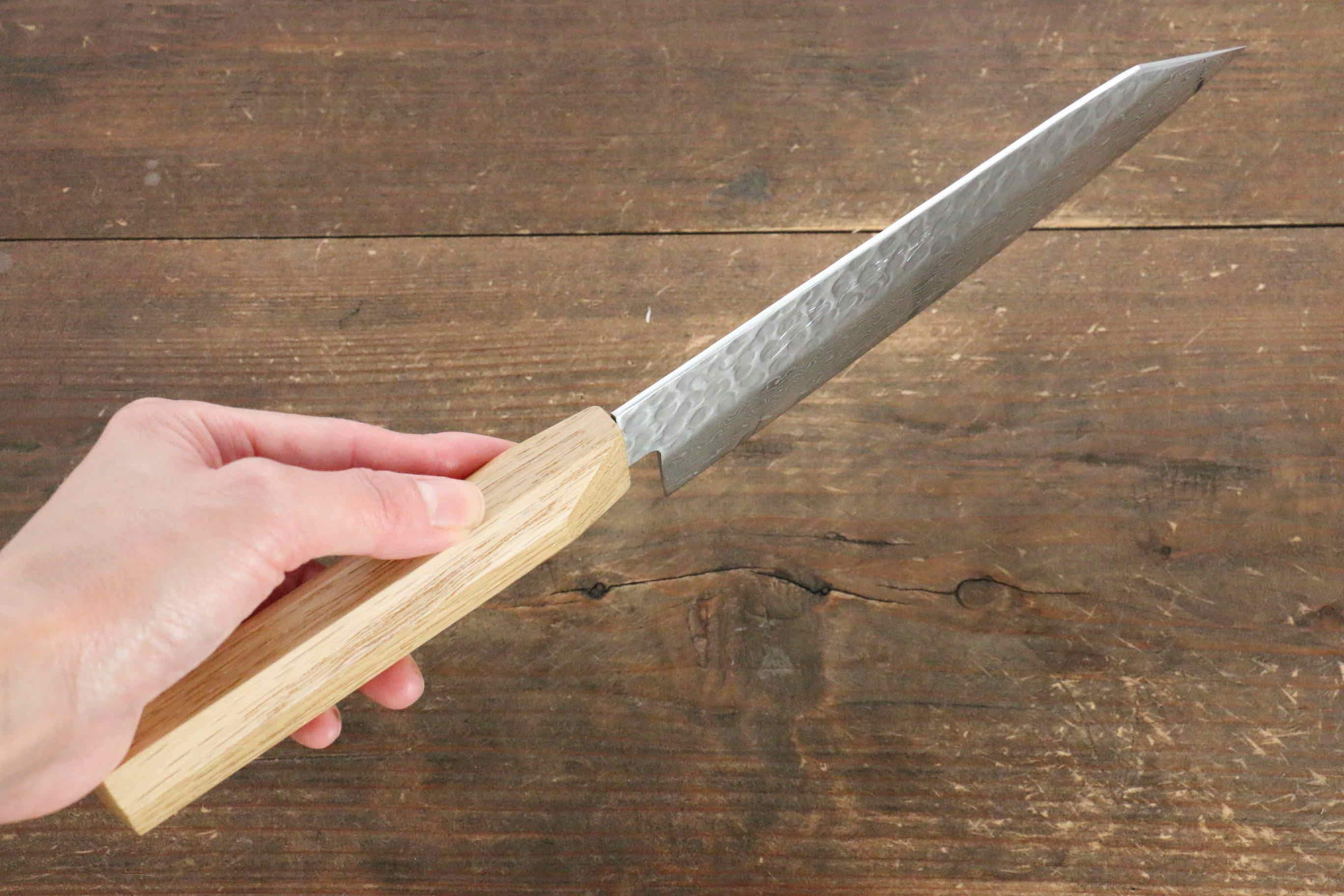 Premium Jikko VG10 17-Layer Damascus Santoku Knife 170mm with Oak Handle - Perfect for Slicing, Dicing & Chopping Vegetables, Fruits & Meat in Professional & Home Kitchens