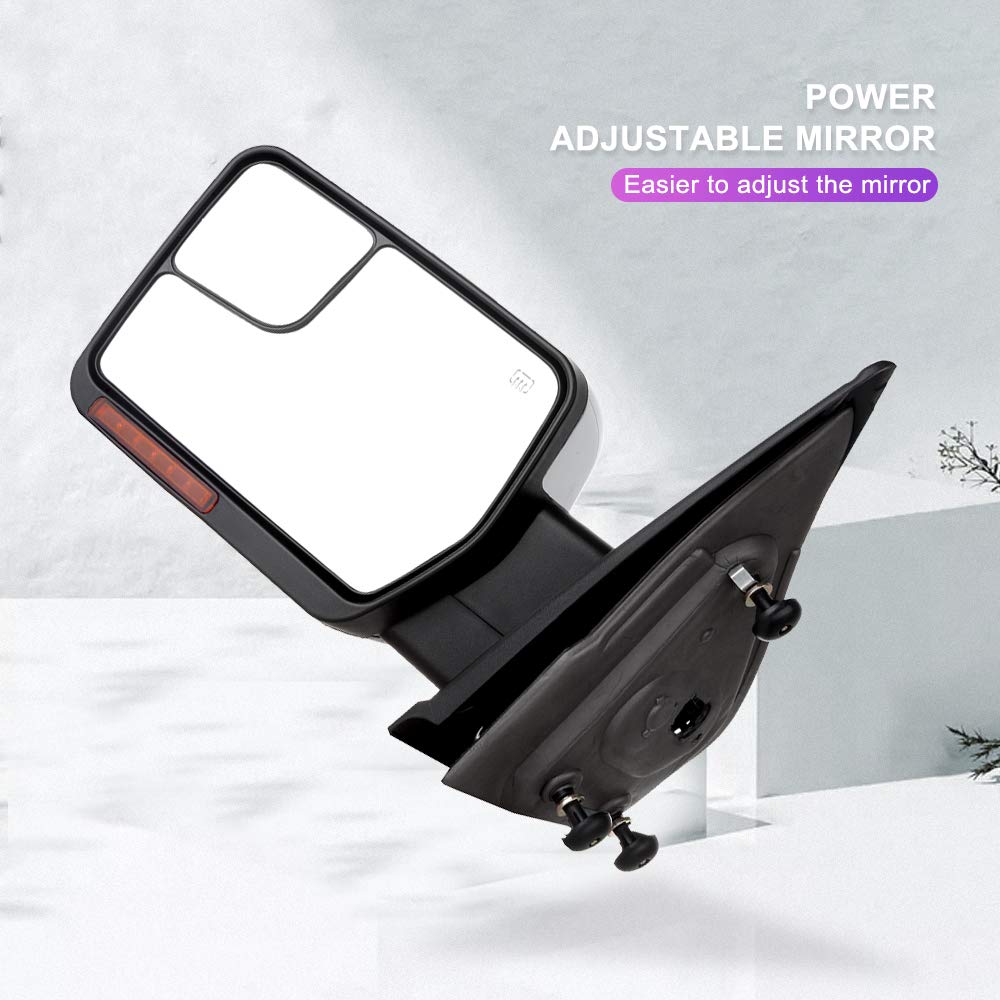 INEEDUP Towing Mirrors for Ford F-150 2004-2014 - Power Adjustable Heated Side Mirrors with Turn Signal Lights (Left & Right) - Perfect for Enhanced Visibility & Safety While Towing Trailers or Large Loads