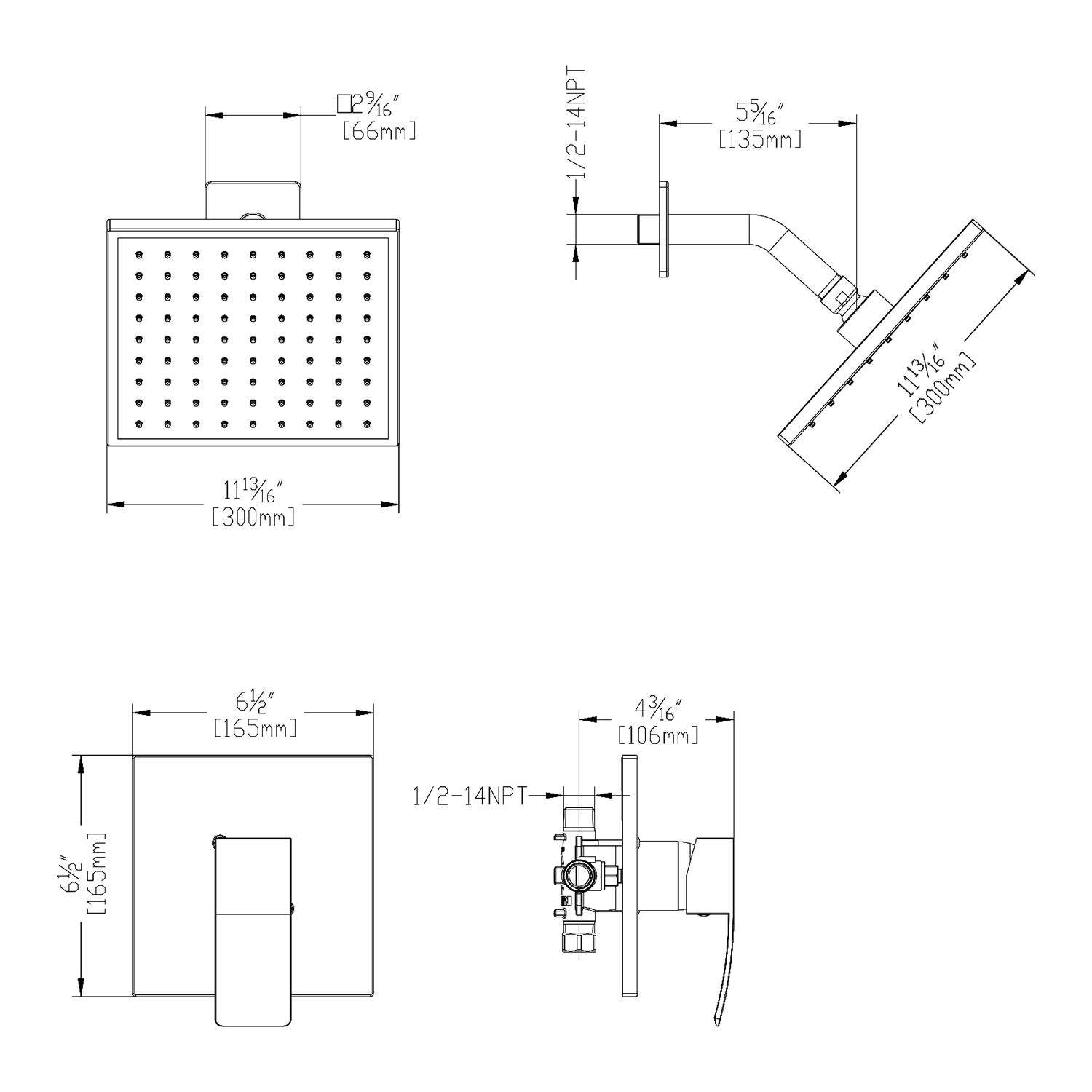 SOKA Matte Black Shower Faucet Set - 8 Inch Rainfall Shower Head with Pressure Balance Valve | Modern Square Shower System for Bathroom | Perfect for Spa-Like Experience & Luxury Home Renovation