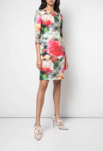 Floral Print Fitted Dress for Women - Summer Flowy A-Line Dress with Pockets | Perfect for Weddings, Dates & Office Wear