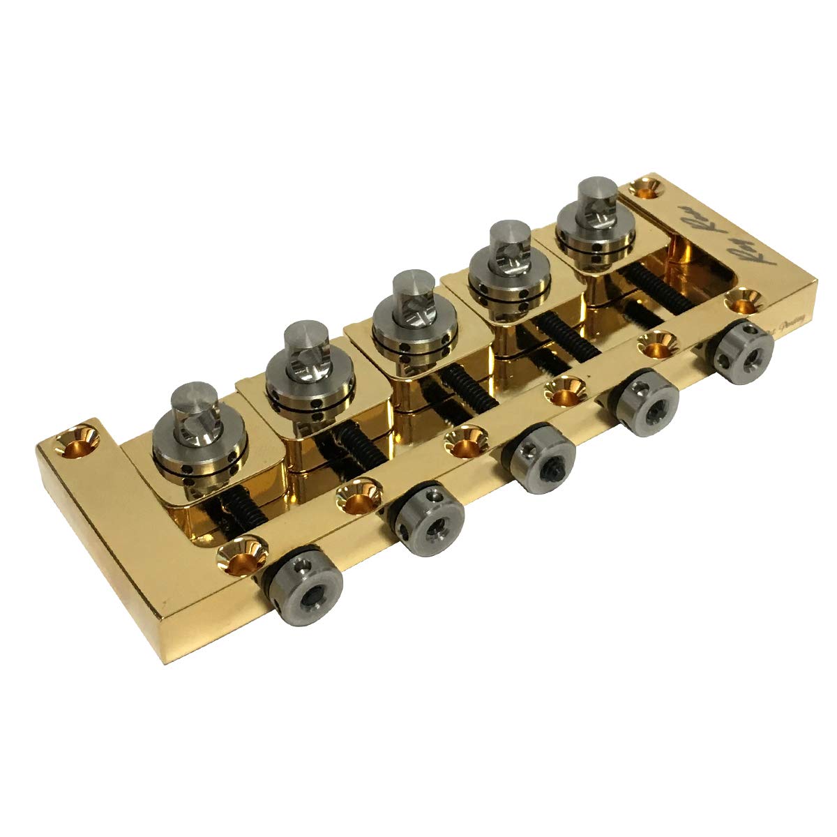 Ray Ross Saddle-Less 5-String Bass Bridge - 19mm Gold String Spacing - Premium Upgrade for Bass Guitars - Perfect for Jazz, Rock & Studio Recording
