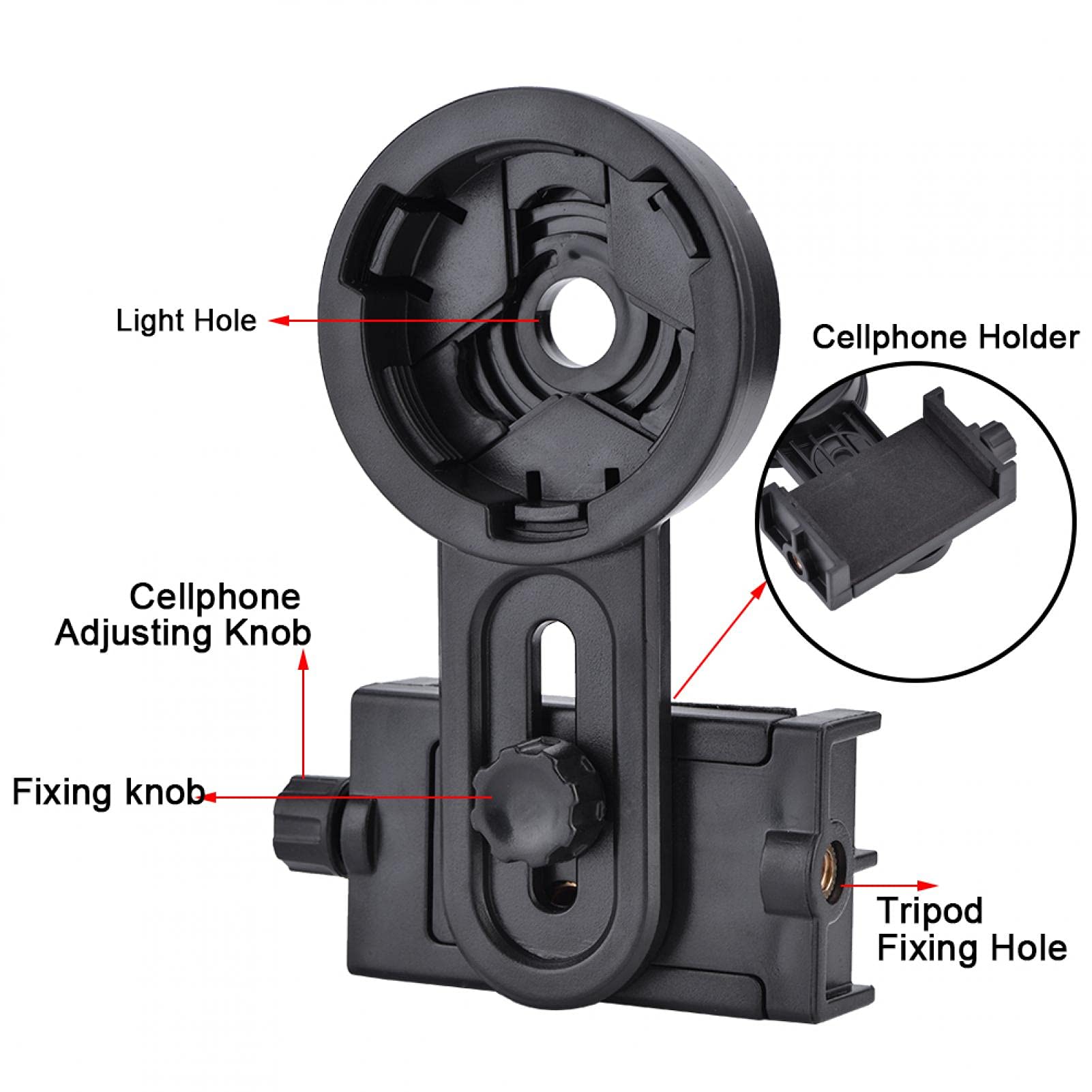 Universal Spotting Scope & Telescope Phone Mount Adapter - Binocular & Monocular Camera Holder for Smartphones | Perfect for Bird Watching, Hunting & Stargazing