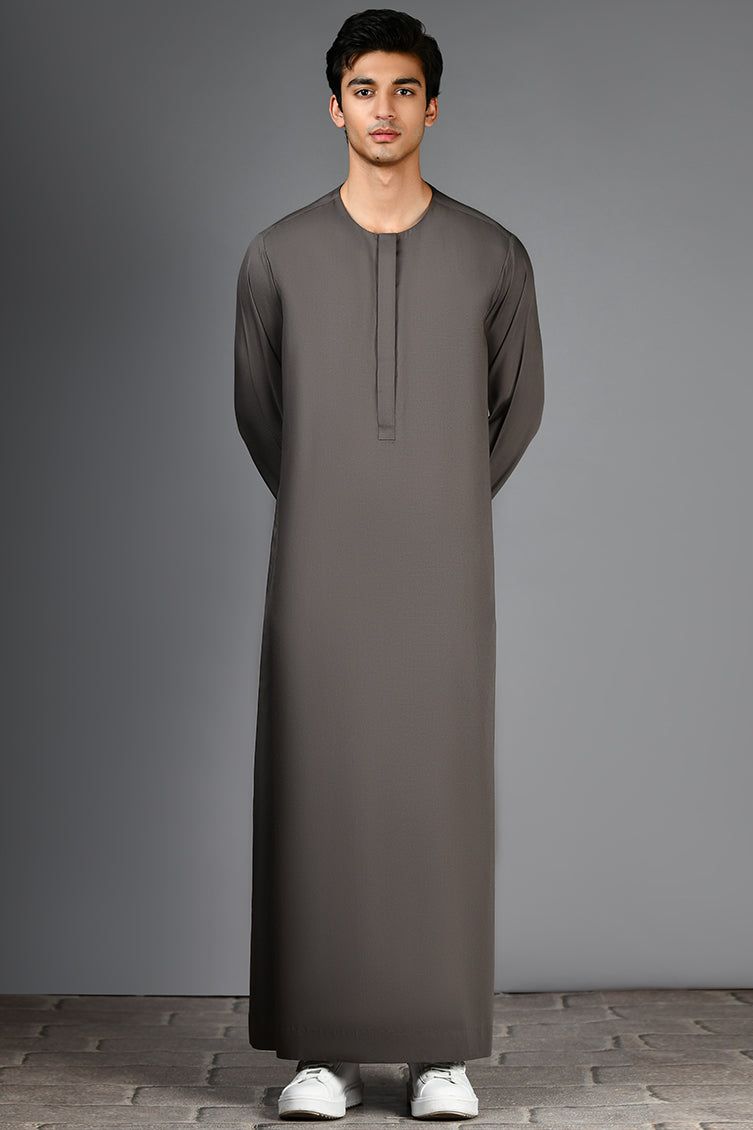 Premium Blended Grey Jubba by J. Junaid Jamshed - Elegant Islamic Prayer Outfit for Men - Perfect for Daily Salah, Jummah Prayer & Eid Celebrations