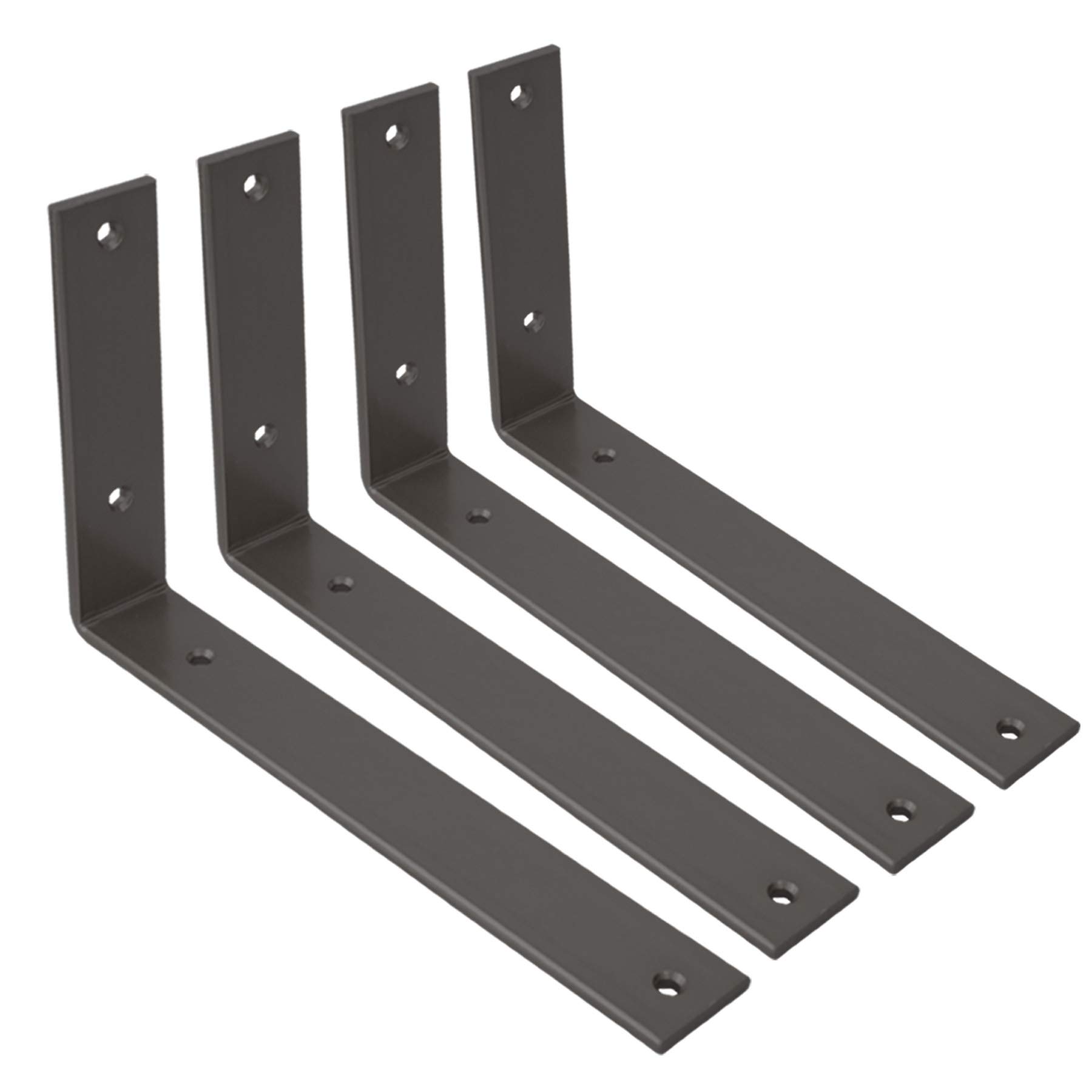 10 Inch Heavy Duty Black Metal Shelf Brackets - Industrial Rustic Wall Mounted L Brackets for DIY Shelving with Screws Included - Perfect for Home Office, Kitchen, and Garage Storage Solutions