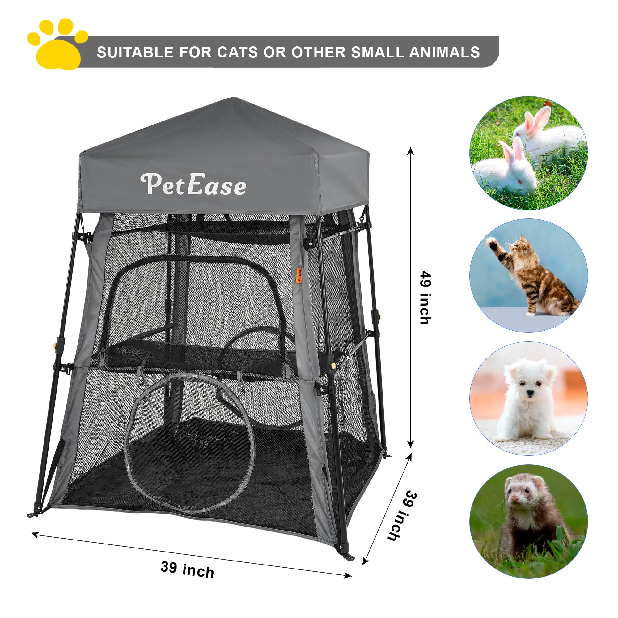Cat Tower Tent - Breathable Mesh Outdoor & Indoor Cat Enclosure Playpen - Portable Exercise Tent for Cats - Perfect for Patio, Backyard & Home Play Areas
