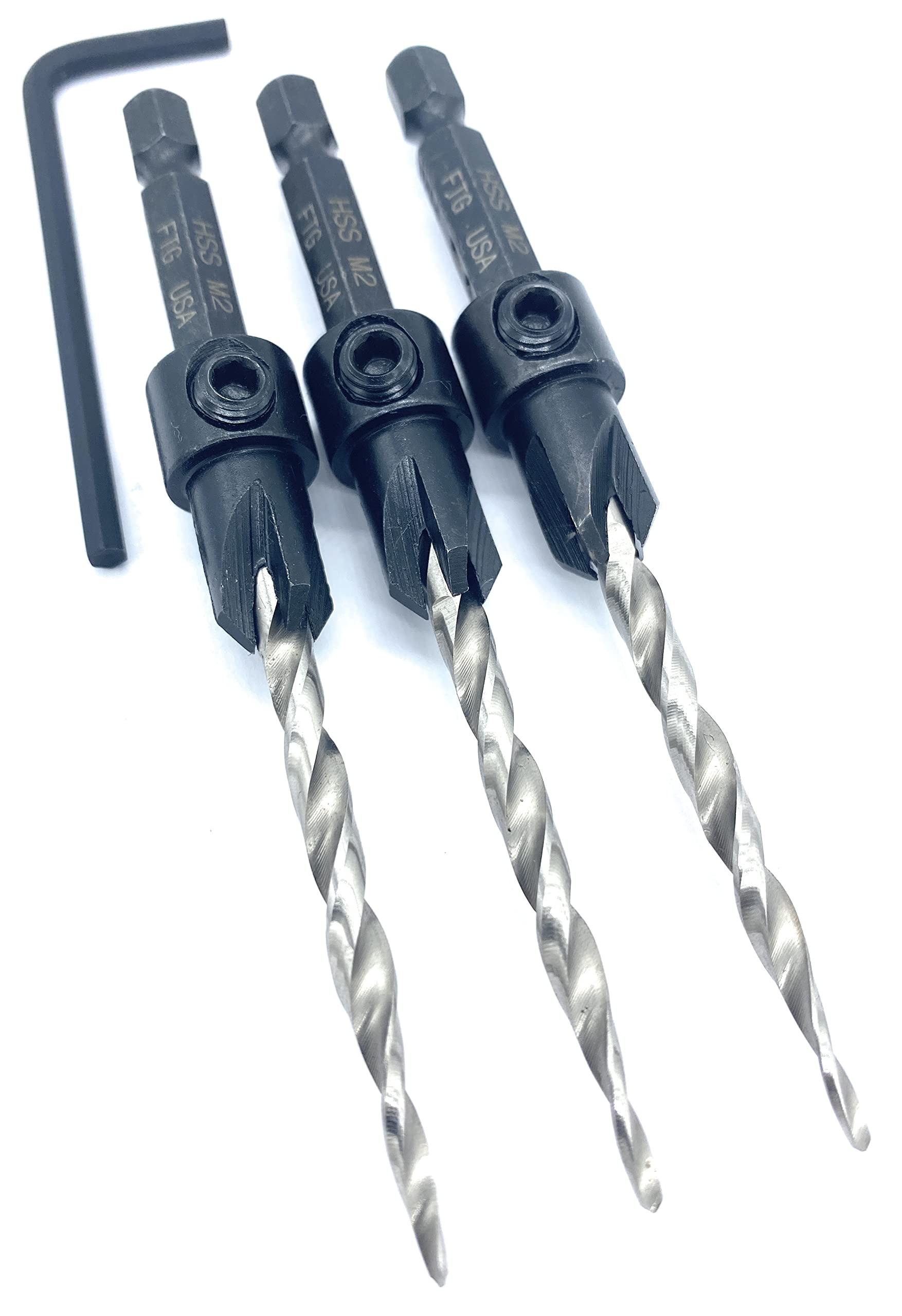 Premium 3-Piece Countersink Drill Bit Set #8 (11/64
