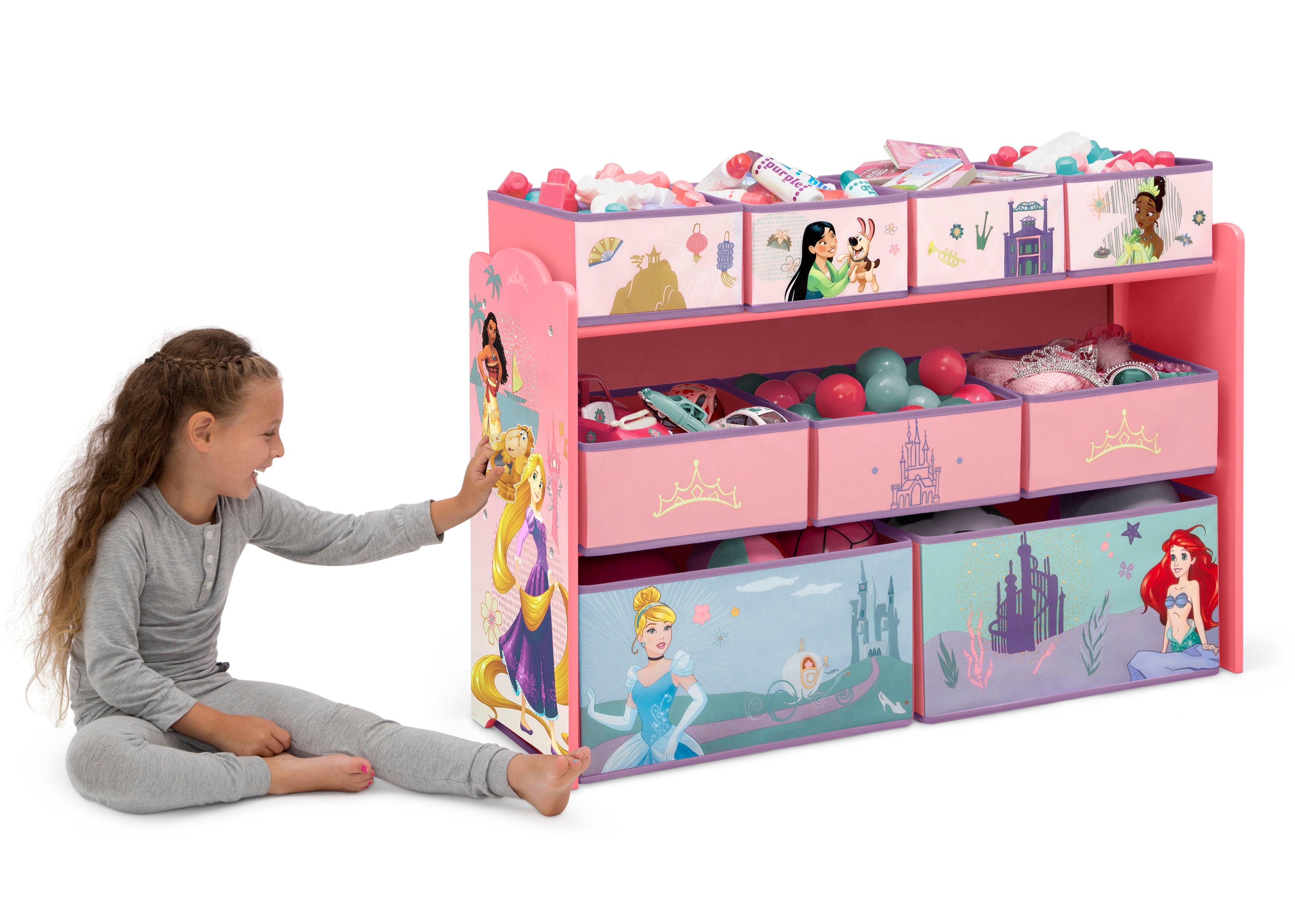 Princess Deluxe 9-Bin Toy Organizer with Storage Baskets - Perfect for Kids' Room, Playroom & Nursery Organization