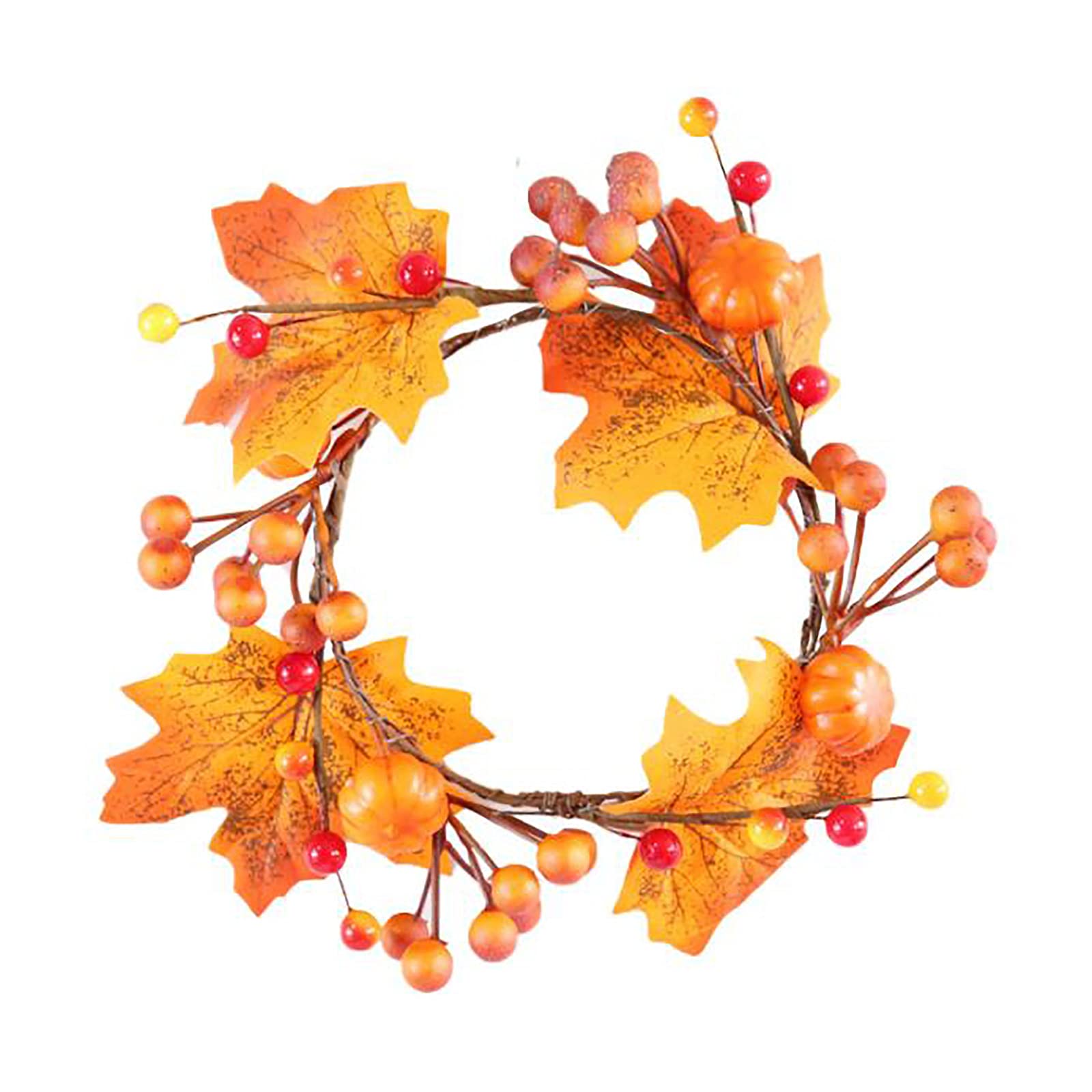 6-Pack Fall Candle Rings - Halloween Pumpkin Maple & Orange Berry Candle Holder Rings for Thanksgiving Christmas Table Decor - Perfect for Seasonal Centerpieces, Fireplace Mantels and Holiday Home Decor