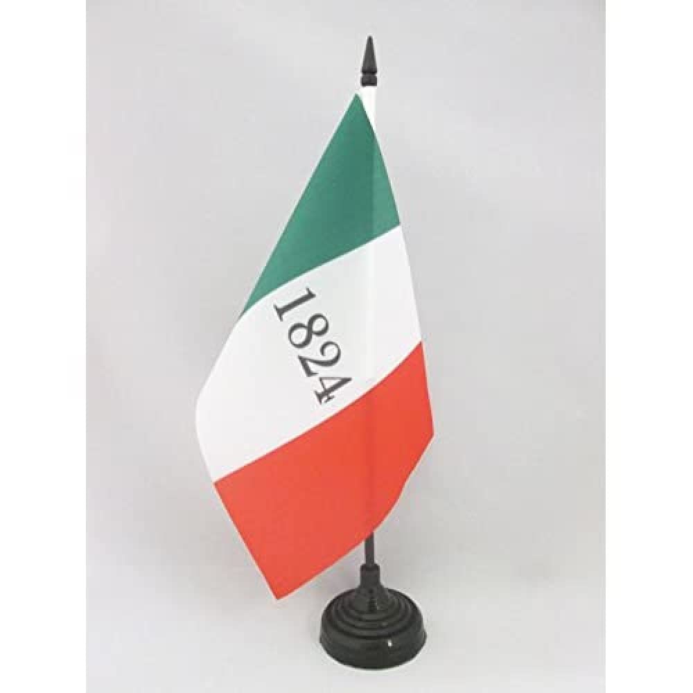Alamo 1824 Miniature Table Flag 5'' x 8'' (21x14cm) - USA Desk Flag with Black Plastic Stick & Base - AZ FLAG - Perfect for Office Decor, Historical Displays & Patriotic Events