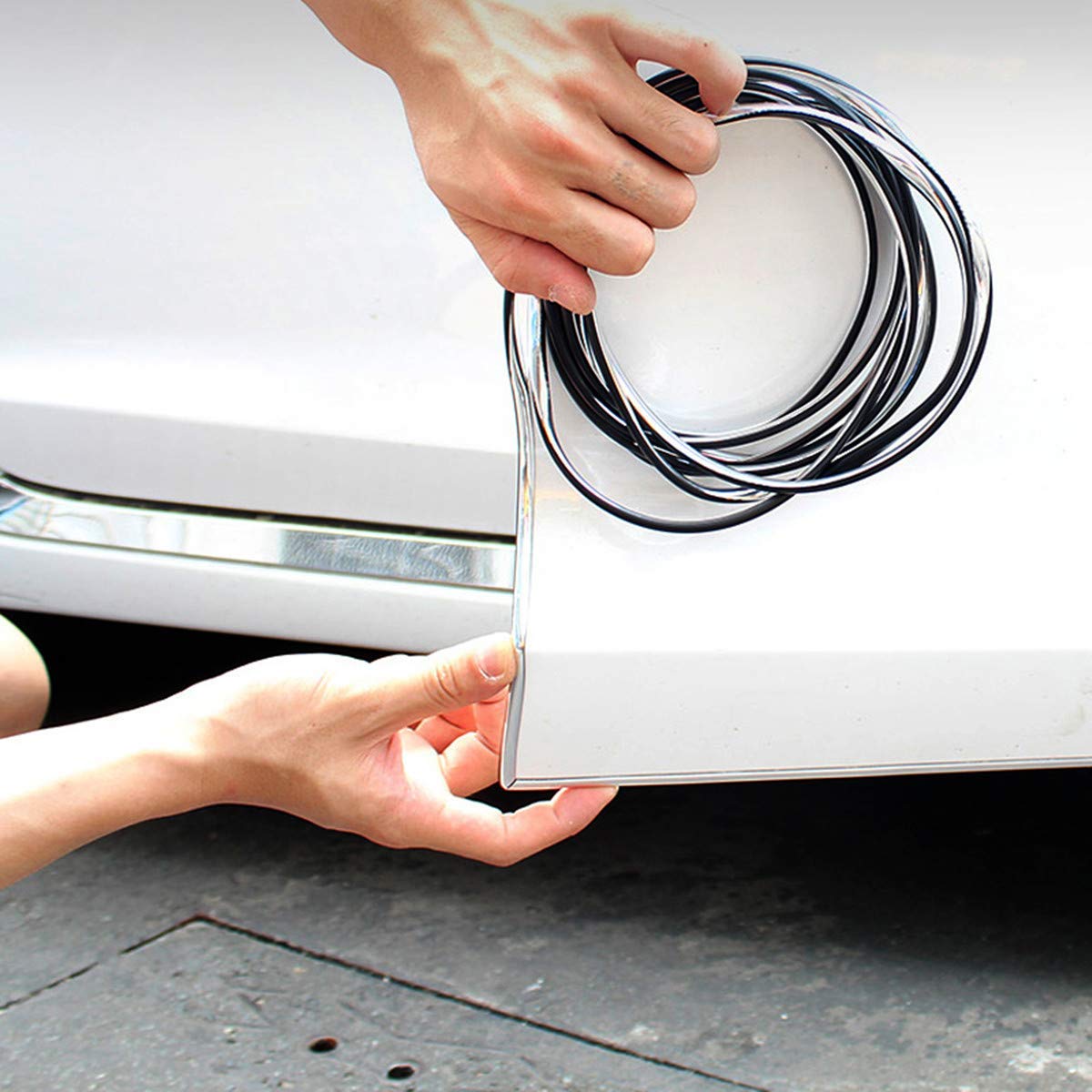 Universal Fit 19Ft (6M) Rubber U-Shape Car Door Edge Guards - Electroplated Silver Trim for Door Edge Protection | Perfect for SUVs, Sedans & Trucks to Prevent Scratches & Dings