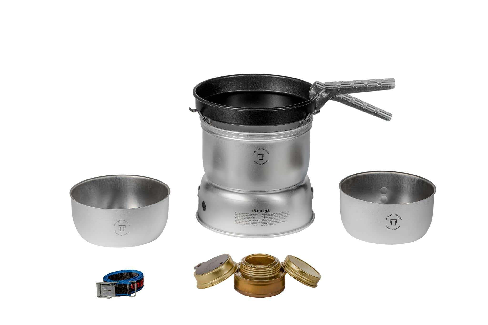 TRANGIA 27-23 Duossal 2.0 Camping Stove Kit with Stainless Steel Lined Pans - Lightweight Outdoor Cooking Set for Backpacking, Hiking & Camping Trips