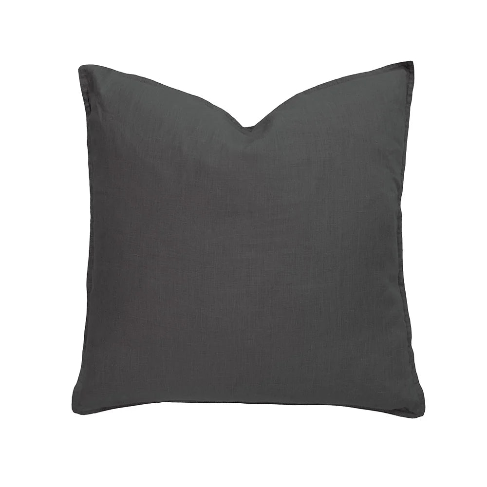 Premium Linen Square Cushion Cover - Charcoal Gray by Bambury | Soft & Breathable Home Decor for Sofa, Bed, or Chair | Modern & Stylish Living Room Accessory
