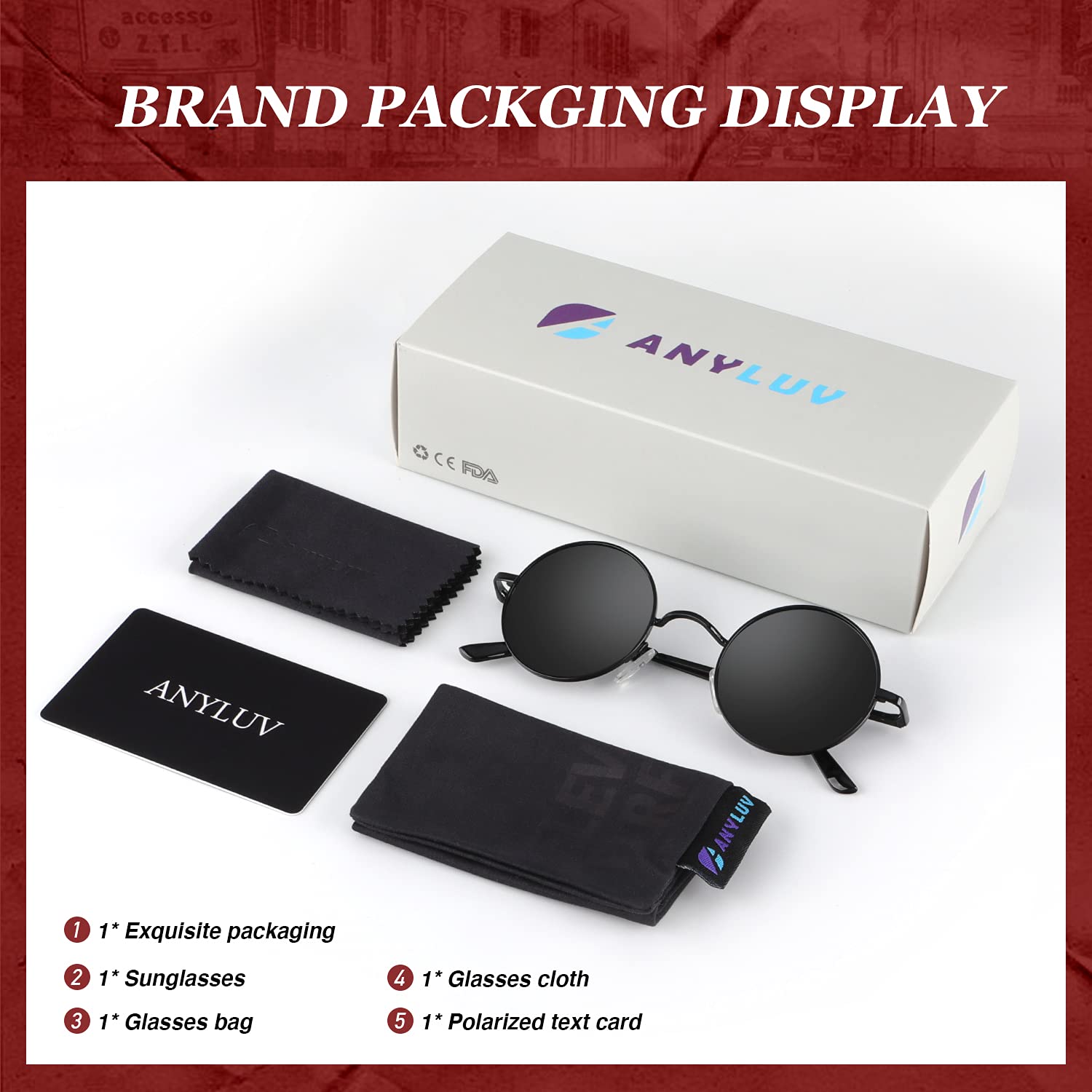 ANYLUV Round Polarized Sunglasses for Men & Women - Small Circle Metal Frame UV400 Protection - Perfect for Beach, Driving & Outdoor Activities