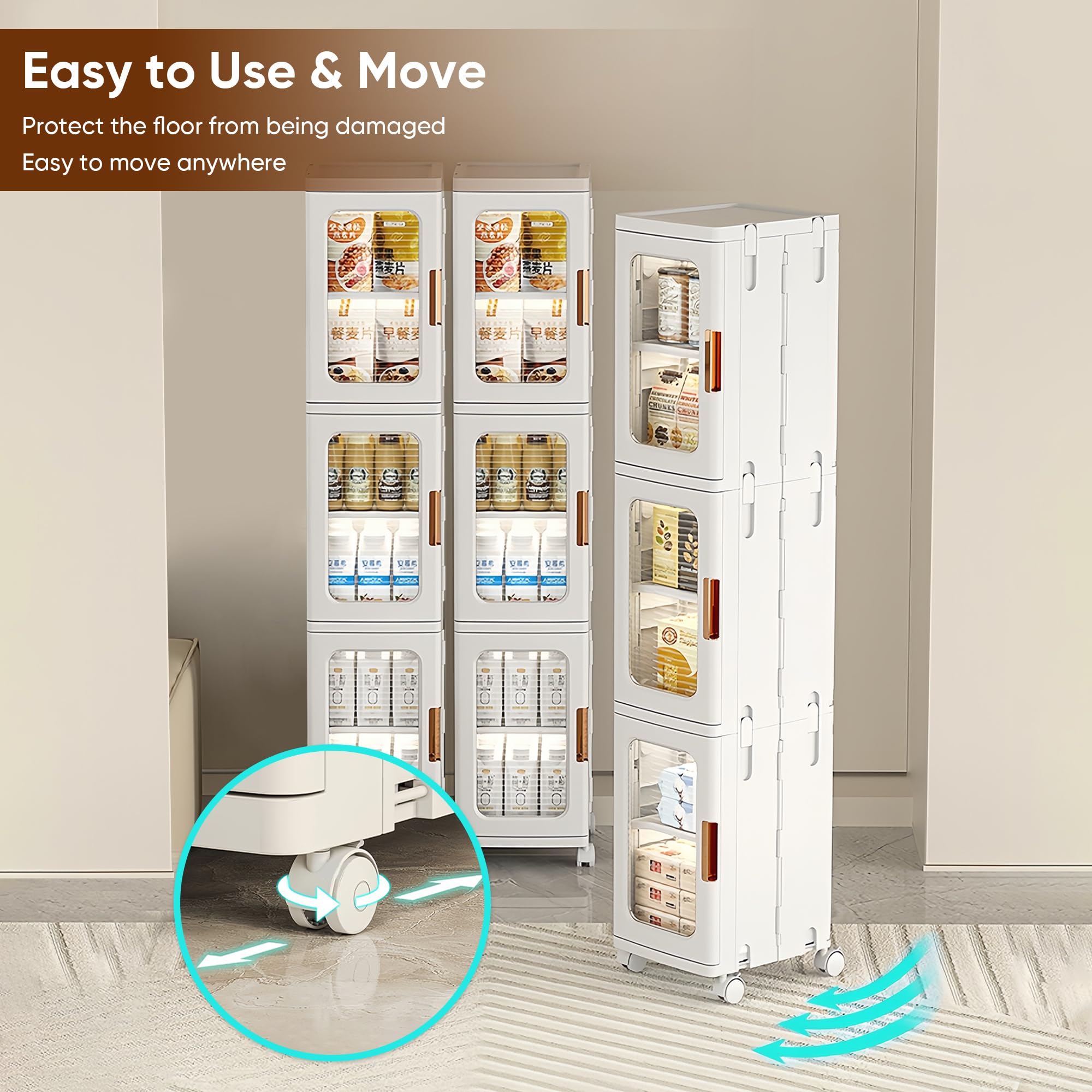 4-Tier Slim Tall Bathroom Storage Cabinet with Doors & Shelves - Freestanding Narrow Linen Tower Organizer for Small Spaces, Kitchen, Living Room - White | Perfect for Bathroom Essentials, Towel Storage & Home Organization