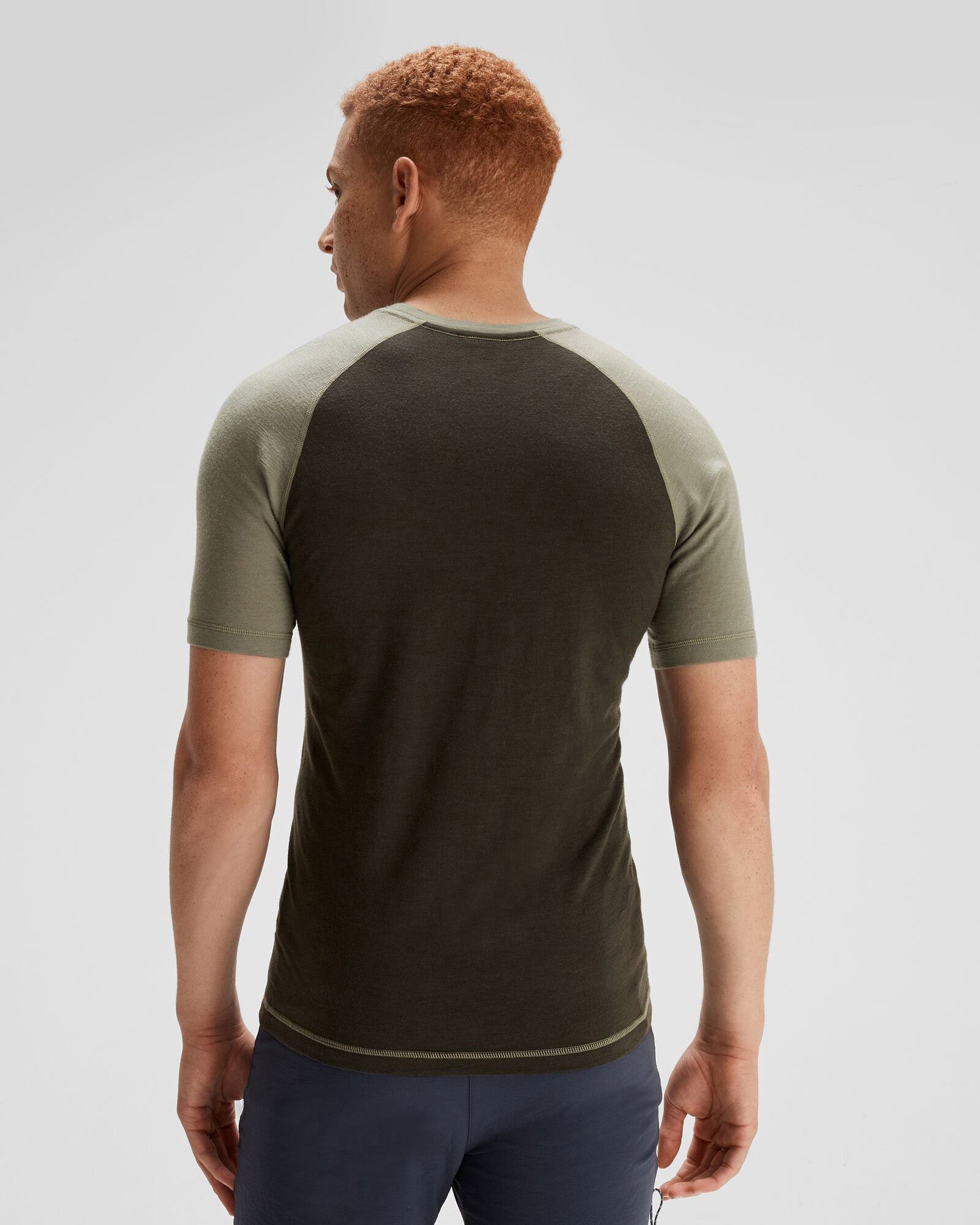 Men's K Merino 125 Baselayer T-Shirt - Lightweight Thermal Underwear for Hiking & Skiing - Beech/Dark Moss Color - Perfect for Outdoor Activities & Cold Weather Layering