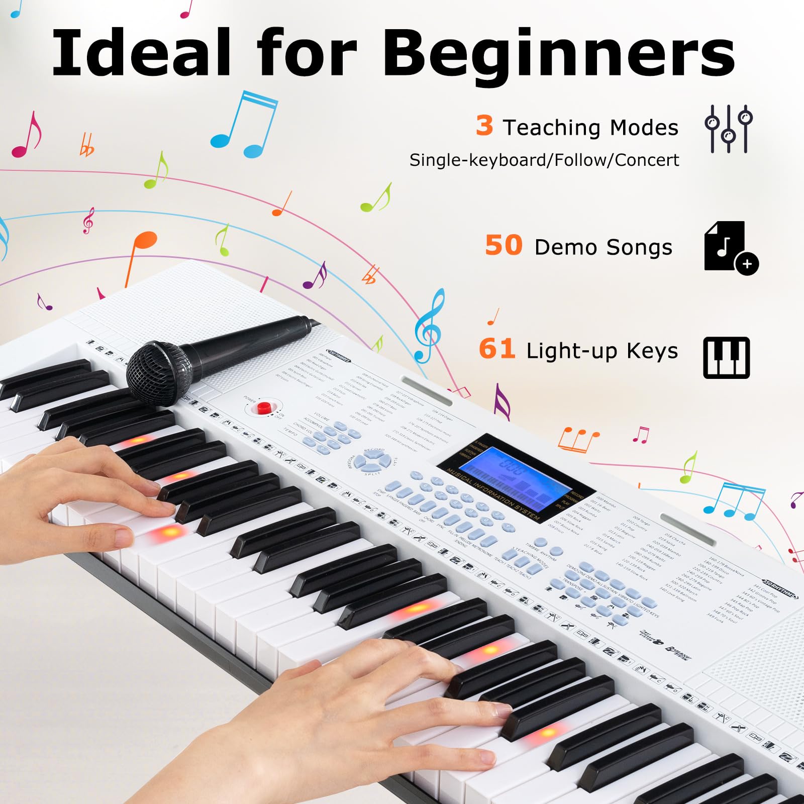 Costzon 61-Key Lighted Keyboard Piano for Beginners - Home & Stage Use