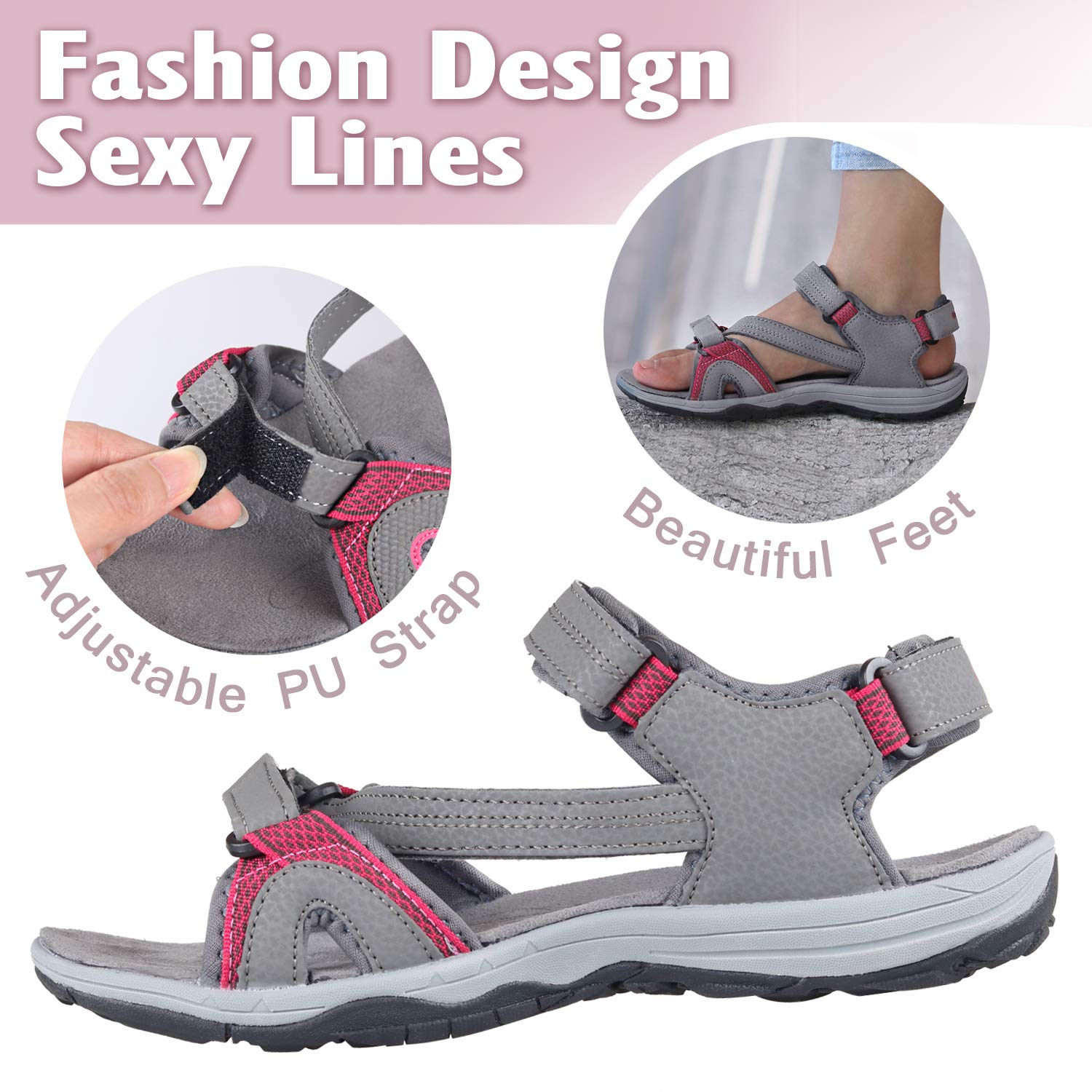 GRITION Men's Hiking Sandals - Adjustable Closed Toe Outdoor Trekking Shoes for Summer Sports & Water Activities | Perfect for Camping, Beach, and Trail Walking