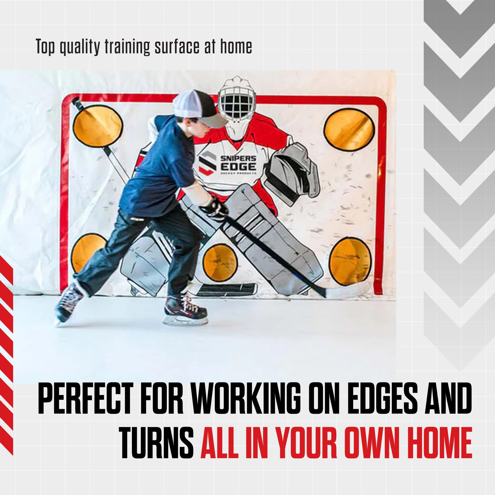 Snipers Edge Hockey - 30 SQ FT Skateable Synthetic Ice Panels for Hockey Training - Commercial-Grade Two-Sided Hockey Flooring Tiles - Perfect for Home Practice, Backyard Rinks & Professional Training Facilities