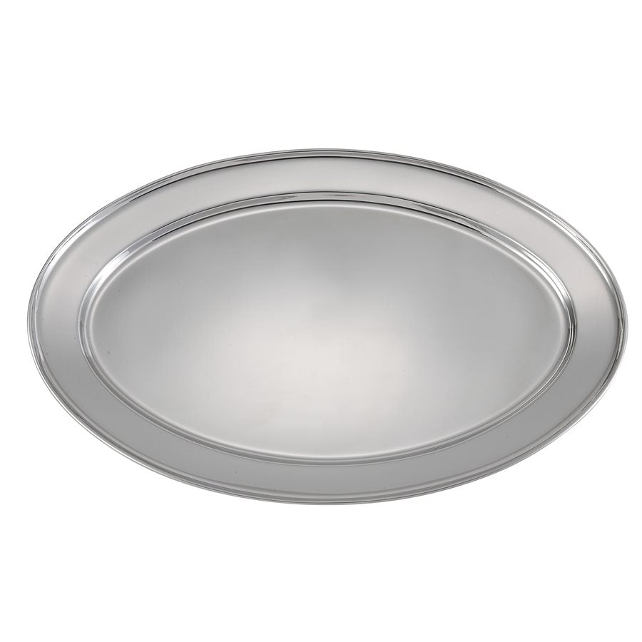 Winco 18-Inch Stainless Steel Oval Serving Platter - Perfect for Buffets, Catering, and Party Food Presentation