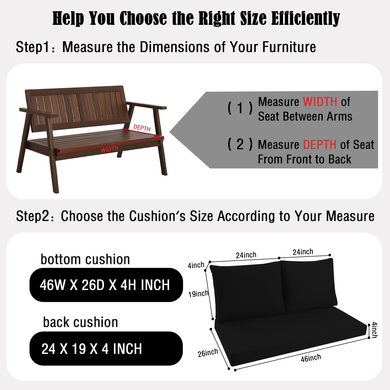 Waterproof Outdoor Loveseat Cushions 46