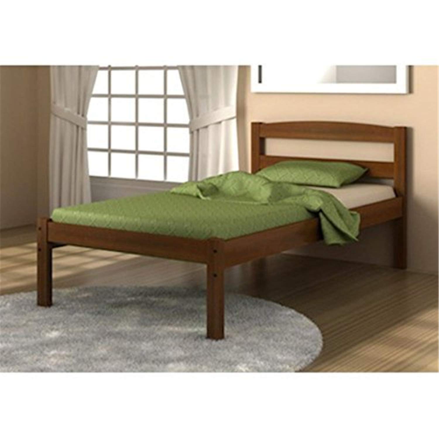 Donco Trading Company 575-TE Light Espresso Twin Econo Bed - Affordable Twin Size Bed Frame with Light Espresso Finish for Small Spaces, Dorms & Guest Rooms