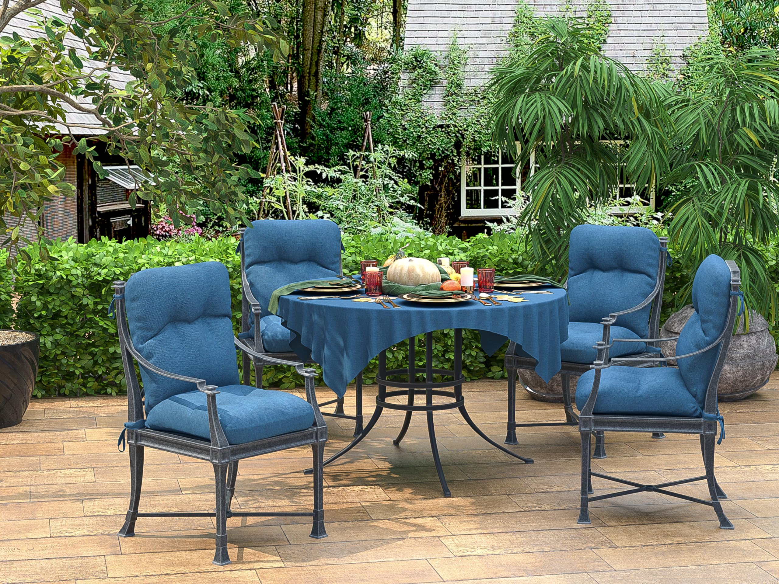 BOSSIMA High Back Chair Cushions - Tufted Outdoor & Indoor Replacement Cushions for Patio Furniture, Comfortable Light Blue Seat Cushion - Perfect for Garden, Deck, Poolside, and Living Room Relaxation