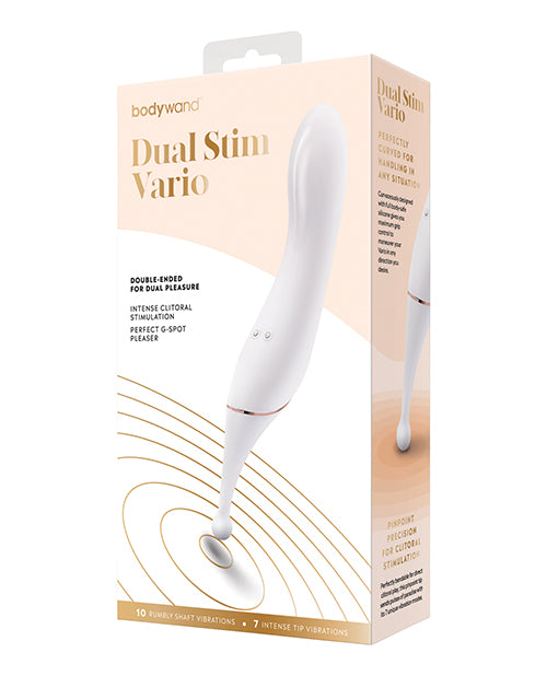 Bodywand Dual Stim Vario Silicone Vibrator - White/Gold - Powerful Rechargeable Massager for Women, Couples Play & Sensual Relaxation