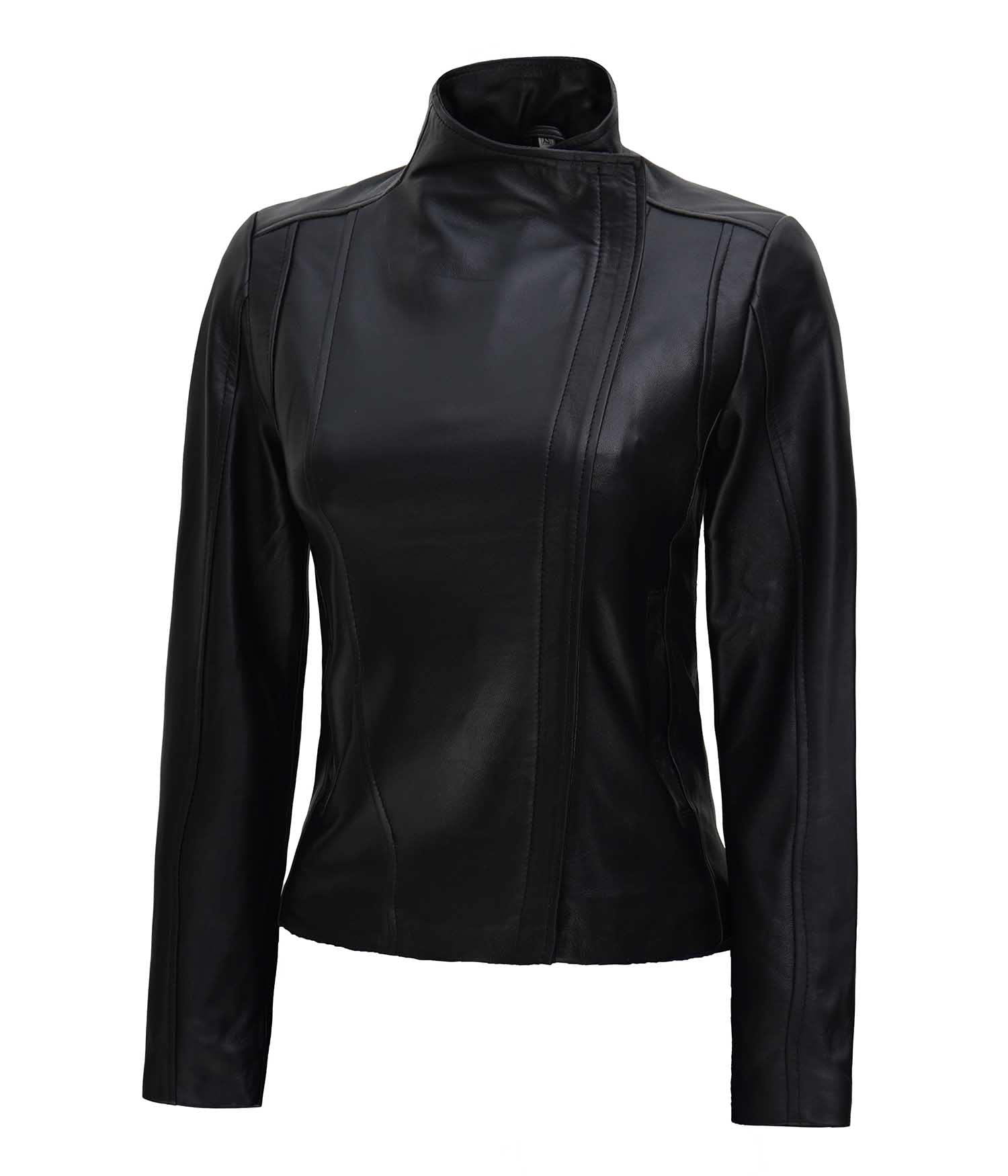 Fjackets Women's Lightweight Real Lambskin Leather Motorcycle Jacket - Stylish Biker Jacket for Riding & Casual Wear