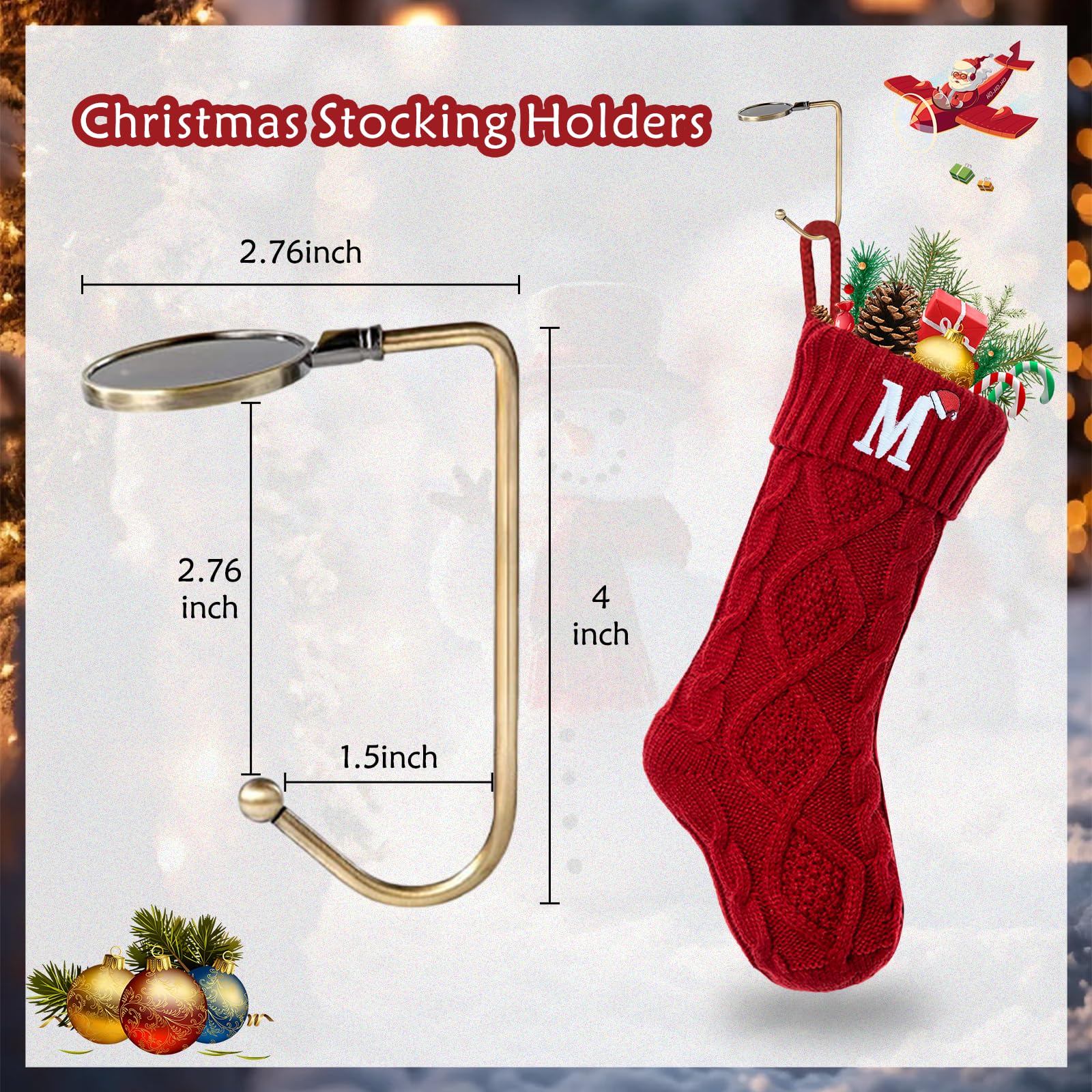 Personalized Christmas Stockings with Monogram Letter M - 18