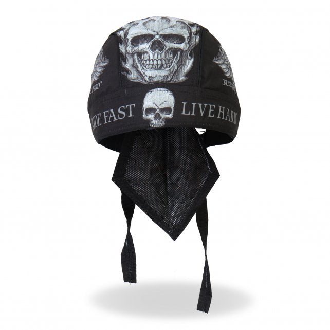 Premium Biker Du Rag - Hot Leathers Bad Scratch Winged Skull Design for Motorcycle Riders | Perfect for Harley Davidson & Cruiser Bikes