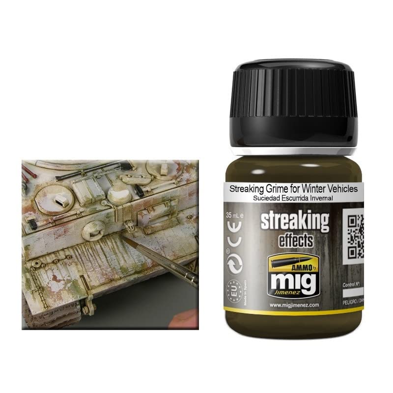 AMMO by Mig Jimenez Streaking Grime Enamel Wash for Winter Vehicles - Realistic Weathering Effect for Model Cars, Tanks & Dioramas - Perfect for Hobbyists & Scale Model Enthusiasts