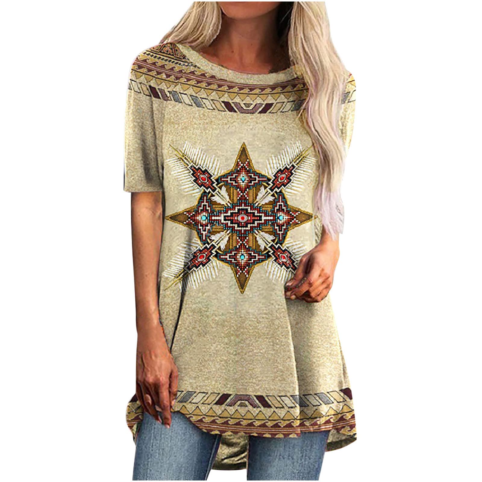 Women's Summer Tops - Vintage V-Neck Short Sleeve T-Shirts & Loose Fit Tunic Blouses | Casual Wear for Beach, Travel & Everyday Outfits