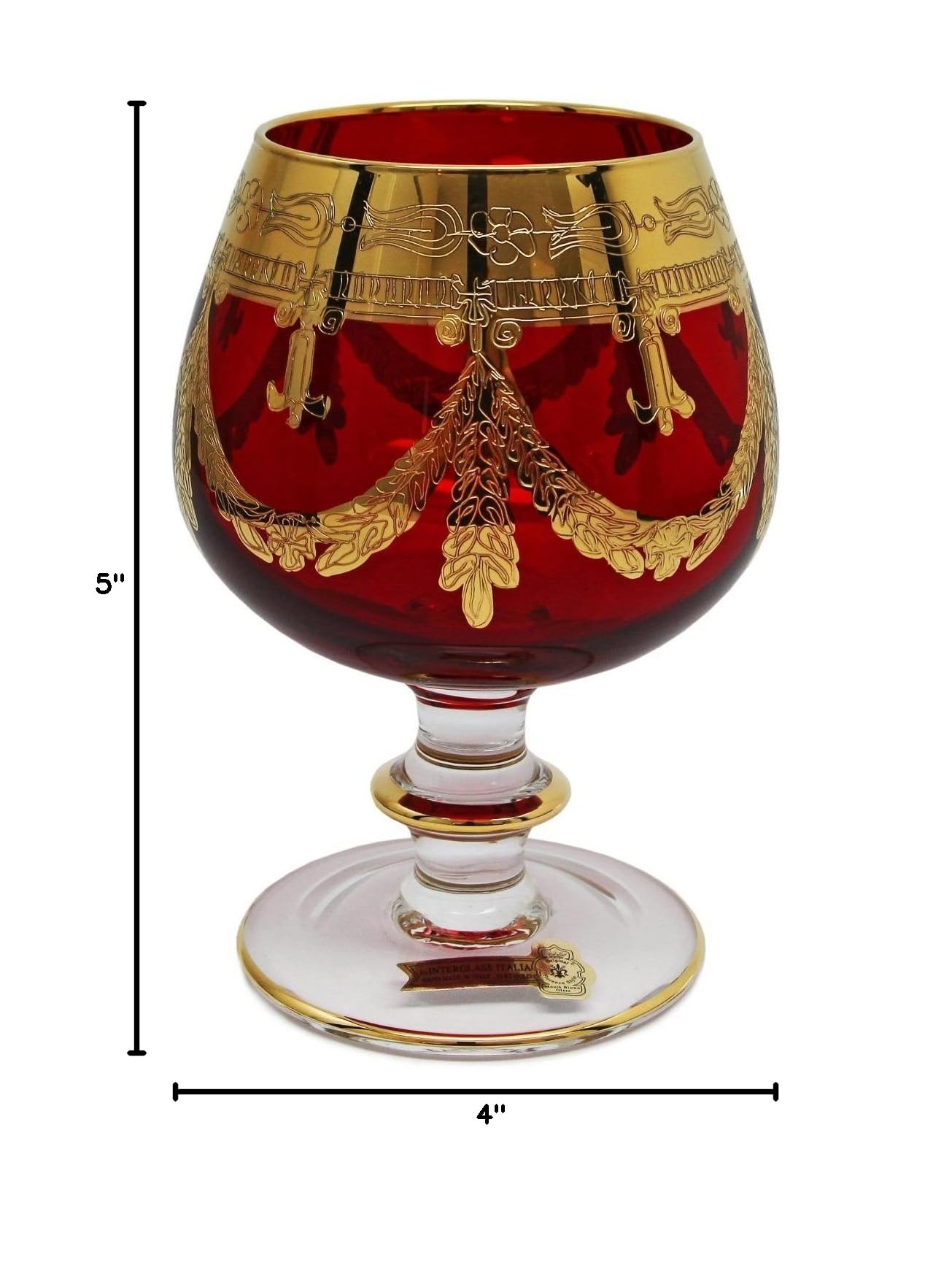 Premium Set of 6 Crystal Cognac Glasses - 24K Gold-Plated Luxury Snifters for Whiskey, Brandy & Fine Liquor - Elegant Red Wine Tasting & Home Bar Decor