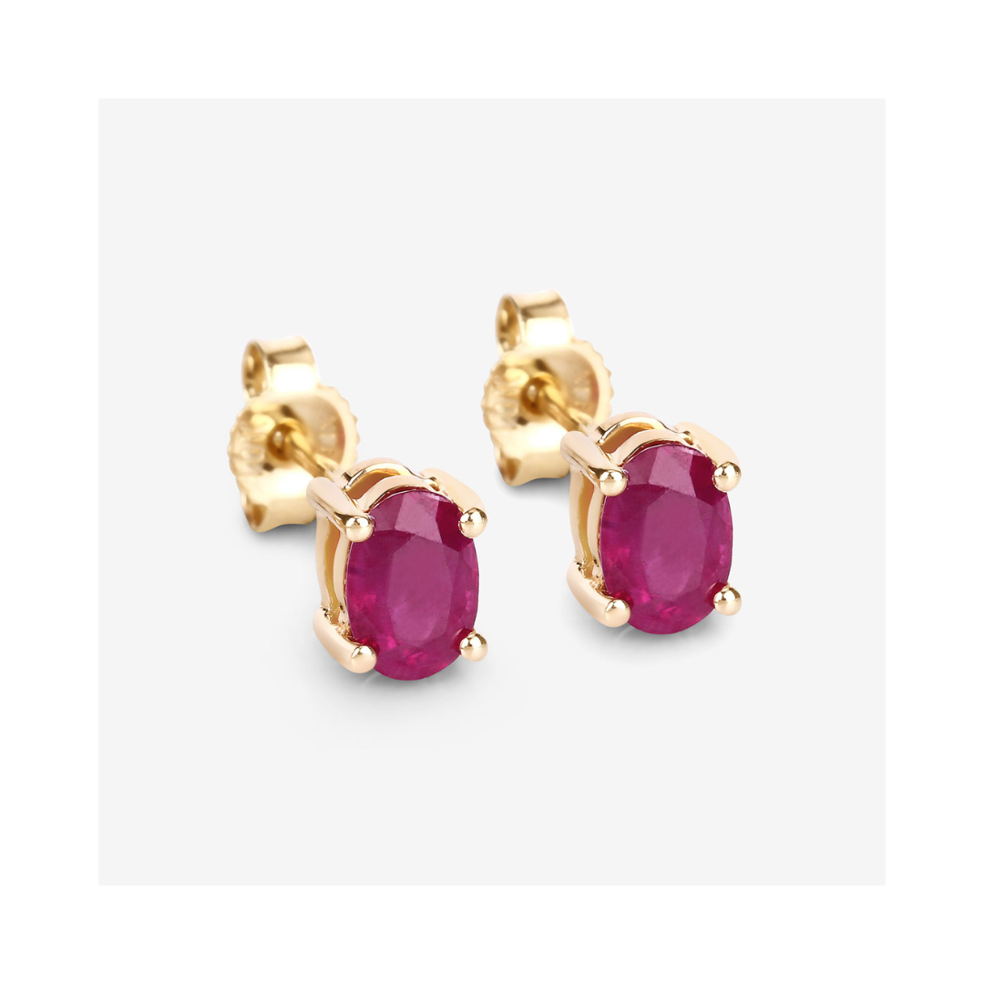 10K Gold Pink Ruby Stud Earrings for Women - Genuine Gemstone Jewelry Gift for Birthday, Anniversary & Everyday Wear