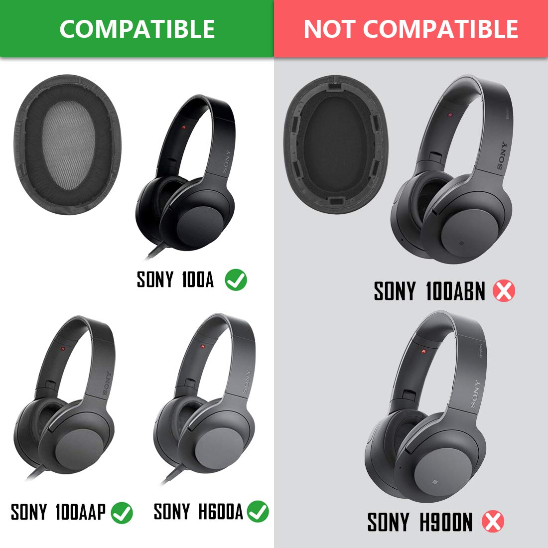 Geekria QuickFit Replacement Ear Pads for Sony MDR-100A MDR-100AAP MDR-H600A Headphones - Premium Memory Foam Ear Cushions, Noise-Isolating Earpads, Comfortable Ear Cups Cover (Blue Moon) - Perfect for Gaming, Music & Office Use