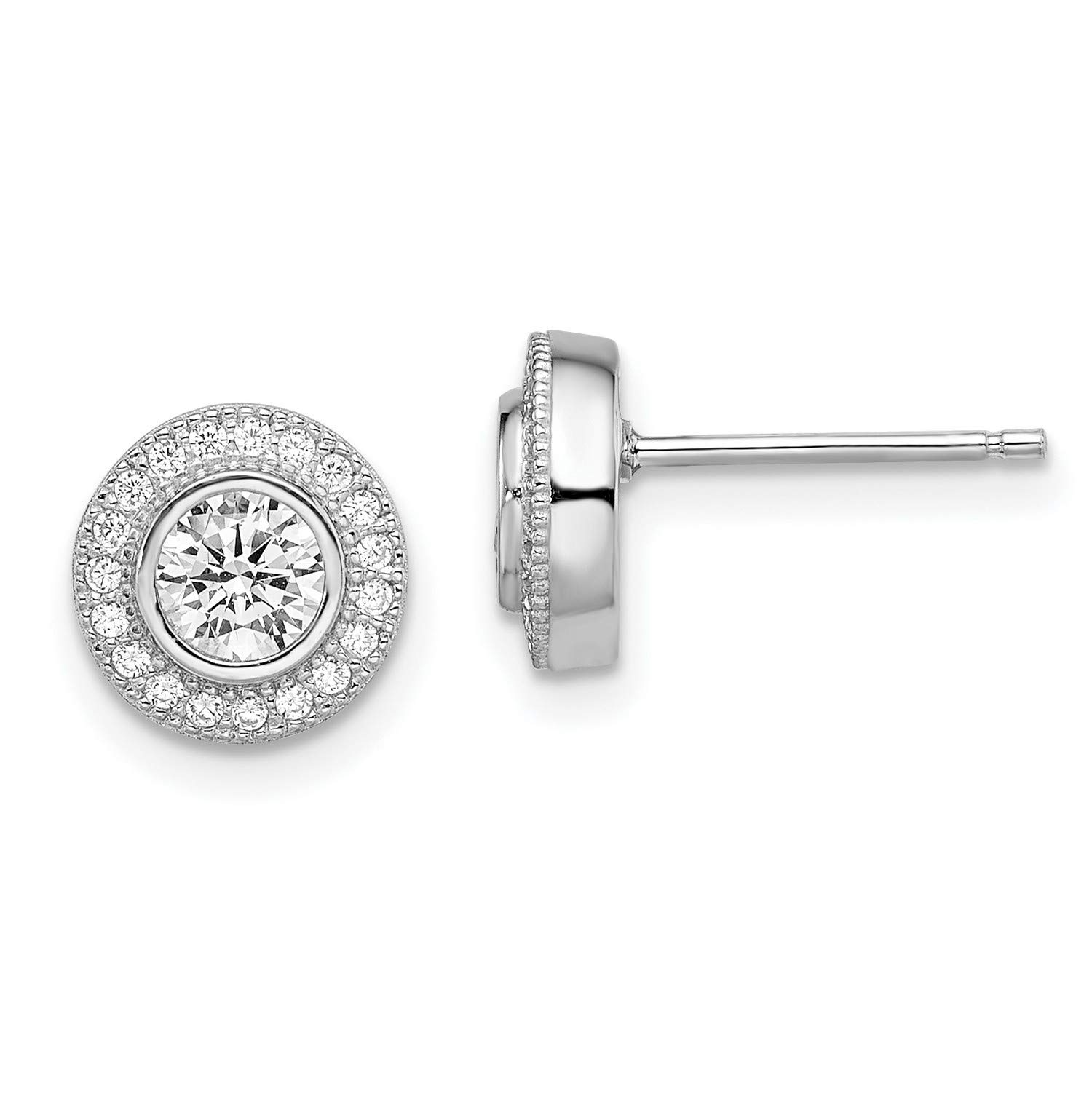 9x9mm Sterling Silver CZ Brilliant Embers Polished Post Earrings for Women - Perfect for Everyday Wear, Parties & Special Occasions