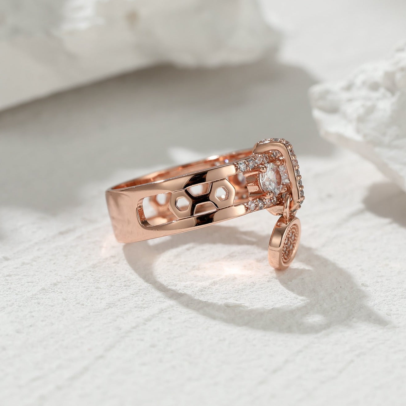 Chunky Dangle Charm Channel Thumb Ring for Women - Trendy Boho Jewelry A8496 | Perfect for Parties, Festivals & Everyday Fashion Accessories