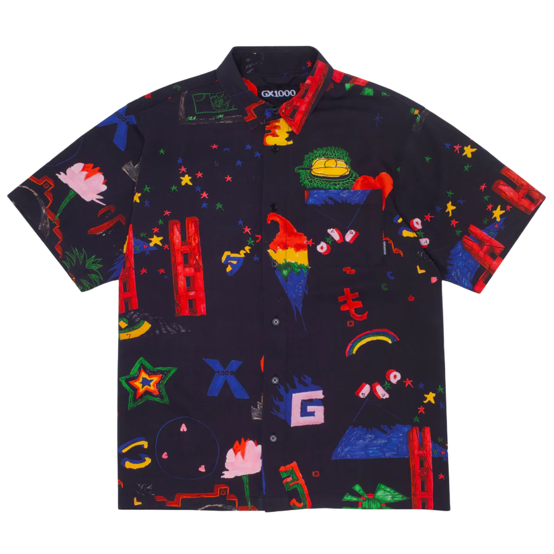 GX1000 Panda Print Rayon Shirt for Men - Soft & Comfortable Casual Button Down Shirt - Perfect for Streetwear, Cosplay, and Anime Conventions