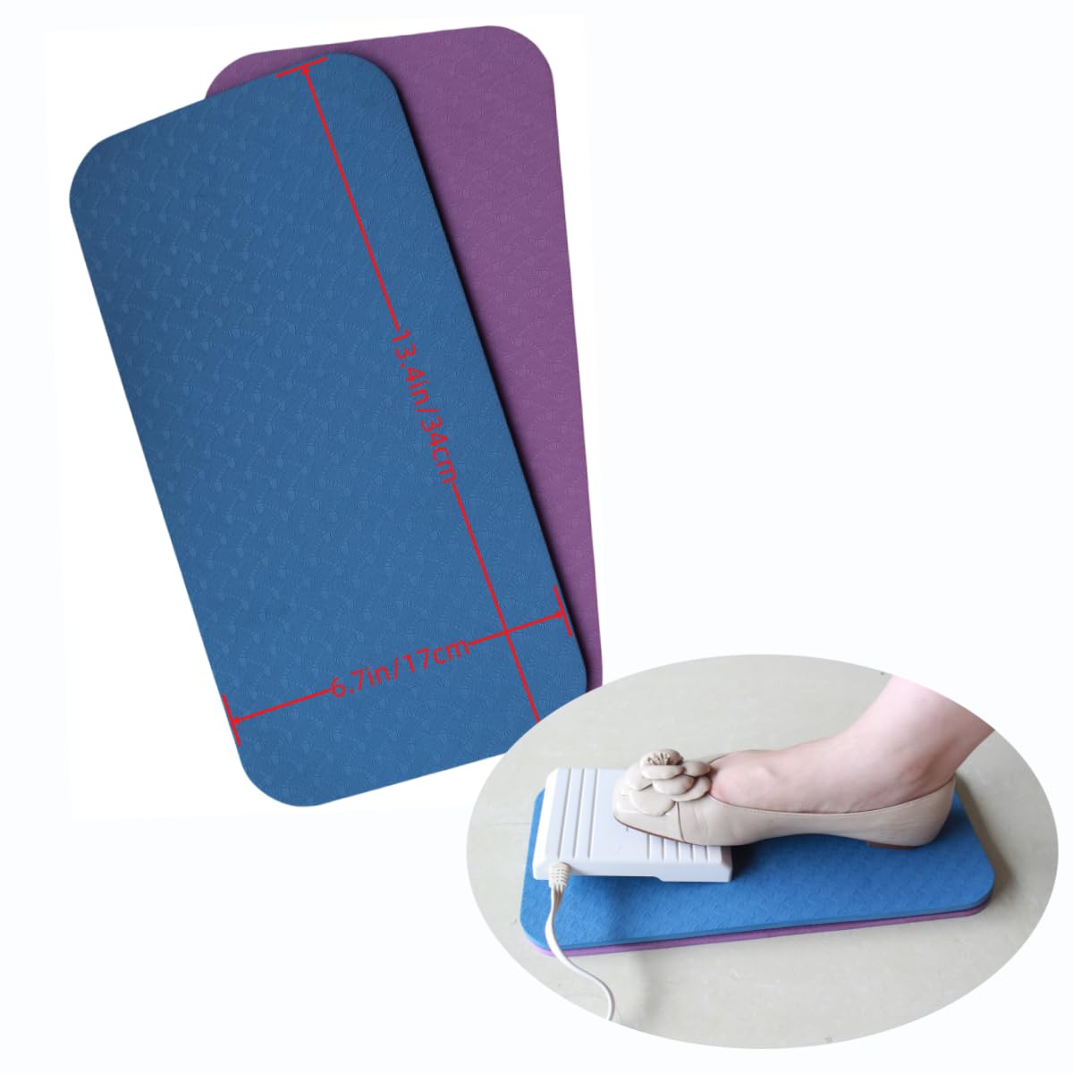 Non-Slip Sewing Machine Pedal Mat - 2 Pack Anti-Skid Foot Pedal Cushion for Quilting & Sewing | Washable Blue & Purple Mats | Perfect for Home Crafting & Professional Tailoring